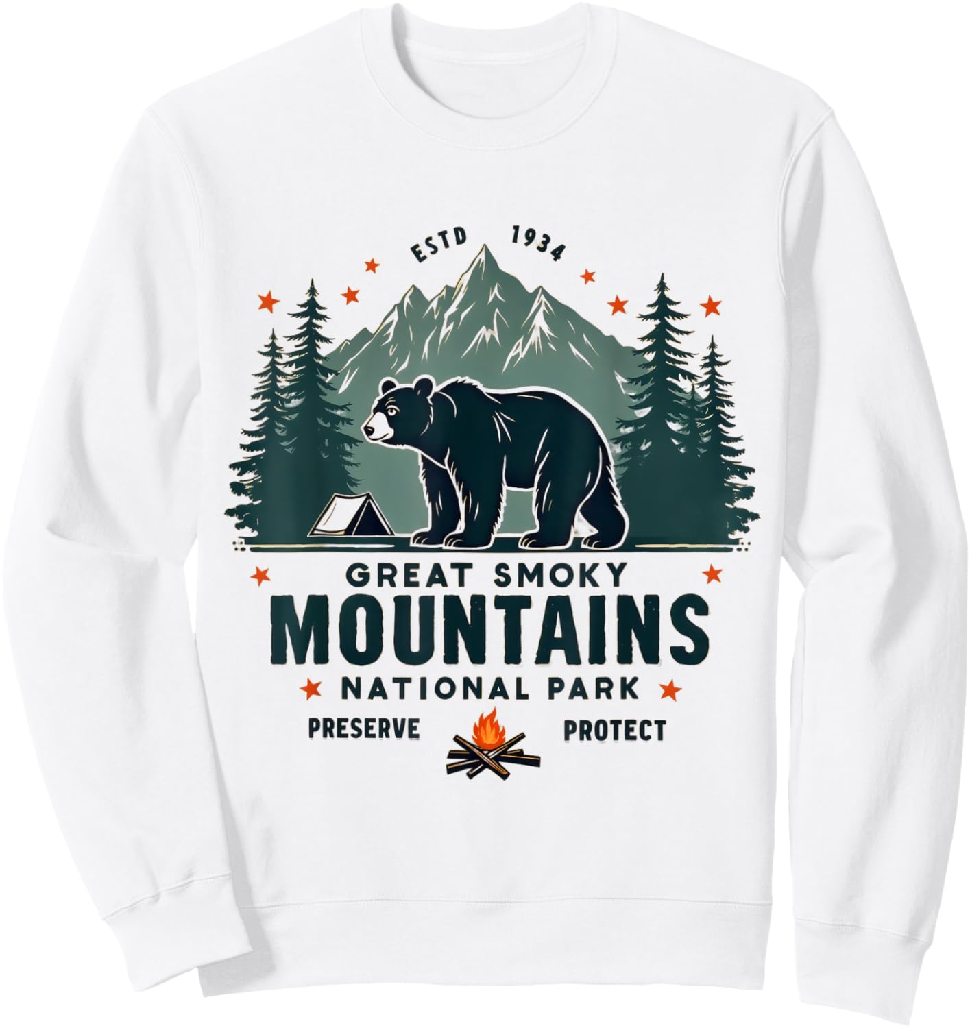 Great Park Smoky Mountains Bear Hiking Adventure Sweatshirt - Sweatshirt | White
