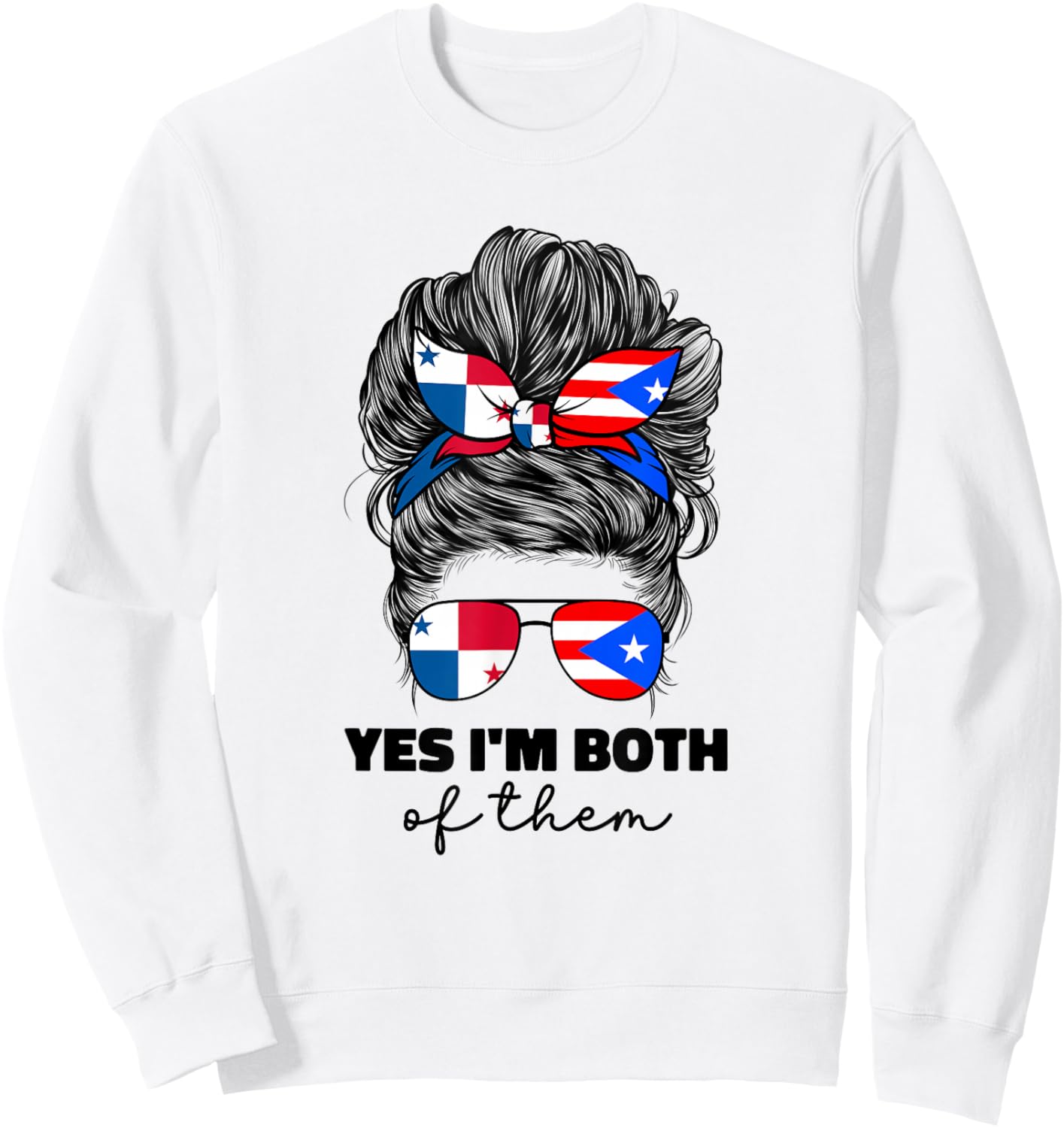 Half Panamanian And Puerto Rican Rico Panama Flag Girl Women Sweatshirt - Sweatshirt | White