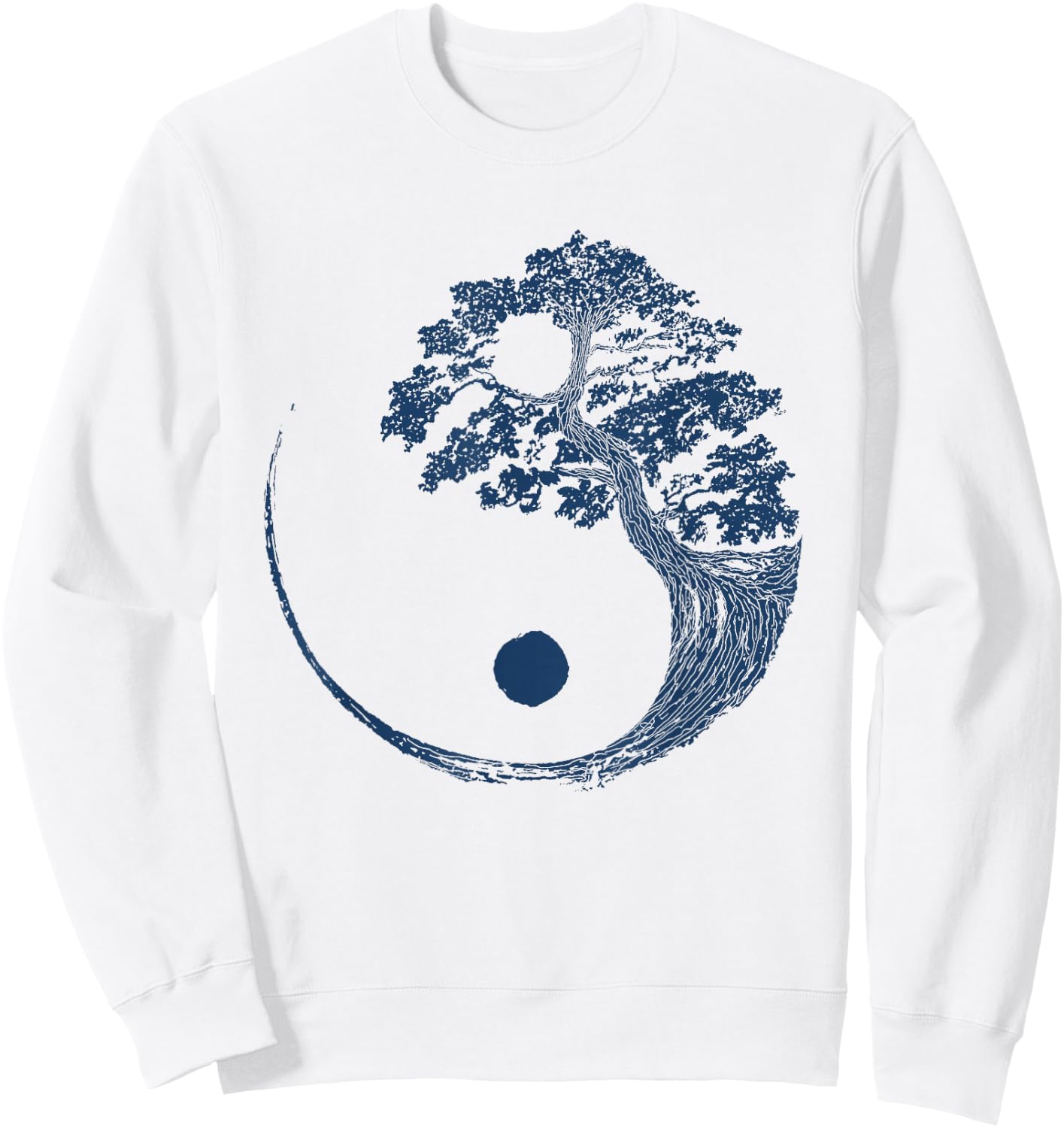Yin Yang Blue Bonsai Tree Japanese Buddhist Zen Gift Sweatshirt - Sweatshirt | White