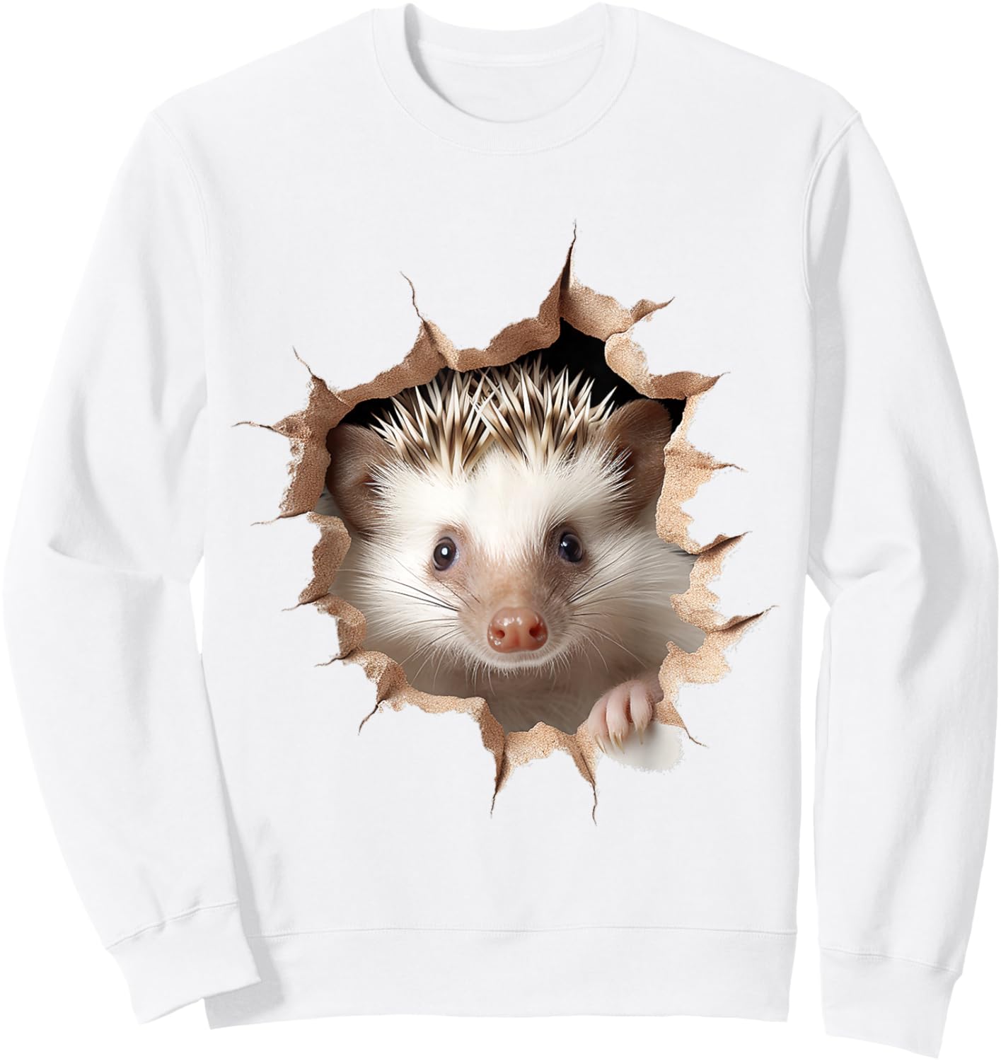 Hedgehog Animal Print Portrait Cute Hedgehog Sweatshirt - Sweatshirt | White