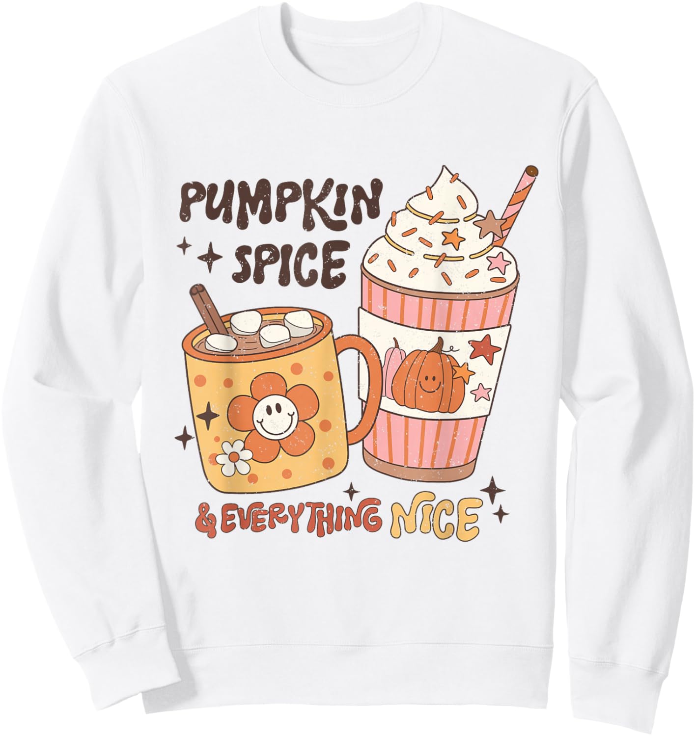 Fall coffee pumpkin spice latte iced warm cozy autumn orange Sweatshirt - Sweatshirt | White
