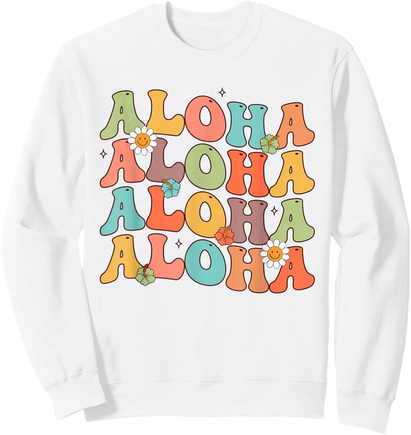 Aloha Shirt Hawaiian Flower Hawaii Vacation Women Men Kids Sweatshirt - Sweatshirt | White