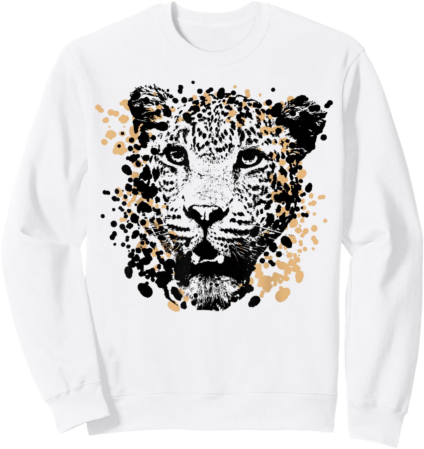 Vintage Splash Art Jaguar Animal Sweatshirt - Sweatshirt | White