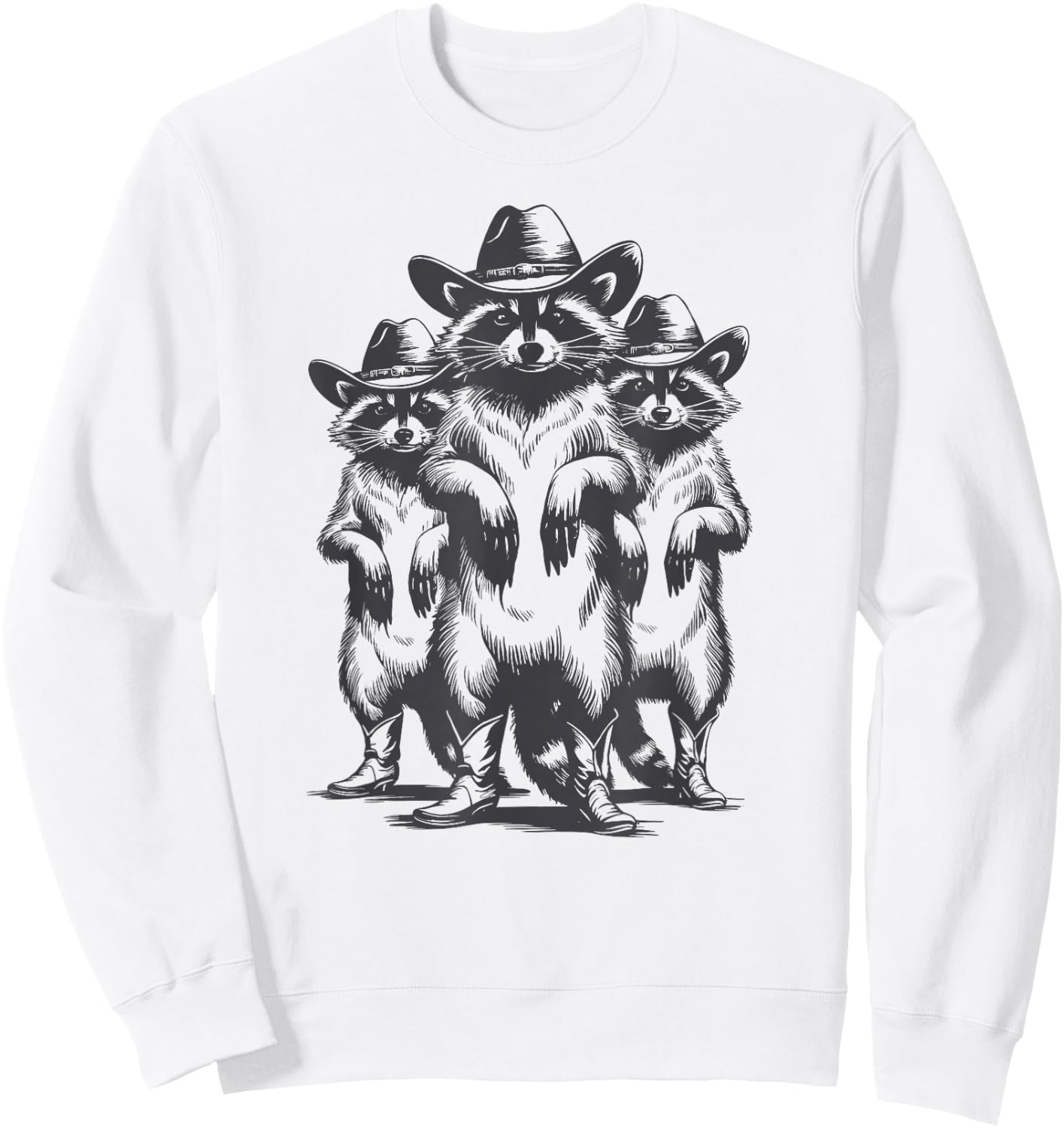 Vintage Racoon Trash Panda Cowboy Western Country Cowgirl Sweatshirt - Sweatshirt | White