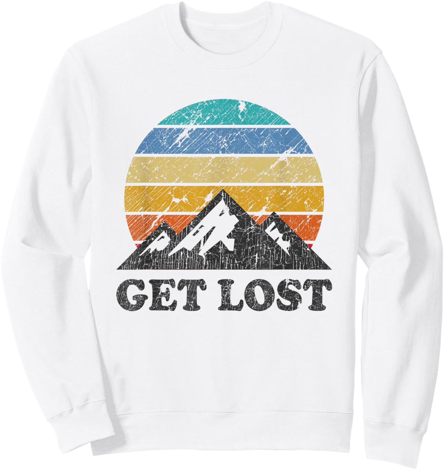 Vintage Car Hiking - Retro Sunset Mountain Walker Sweatshirt - Sweatshirt | White