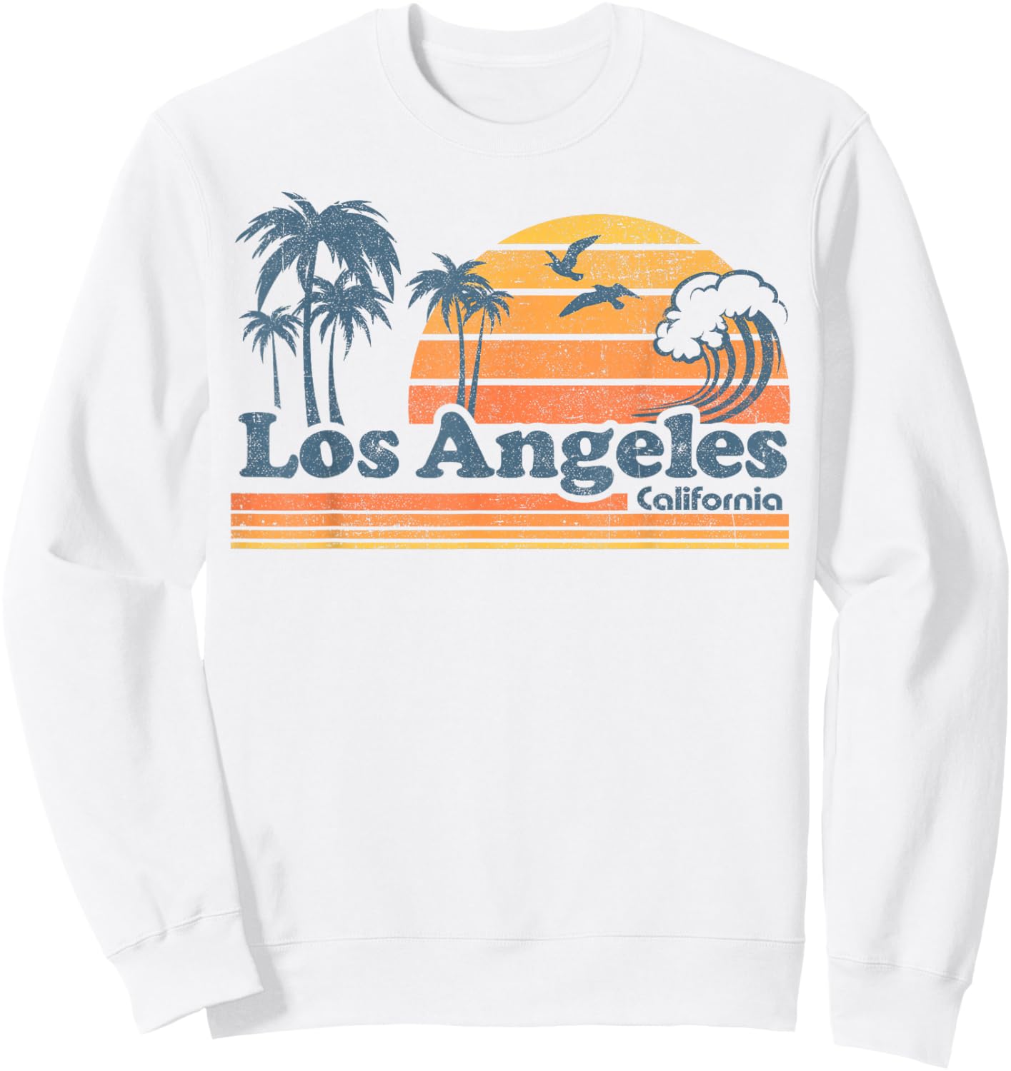 Los Angeles California Beach Vacation Cute Cali 70s Retro Men Women Girls Kids Sweatshirt - Sweatshirt | White