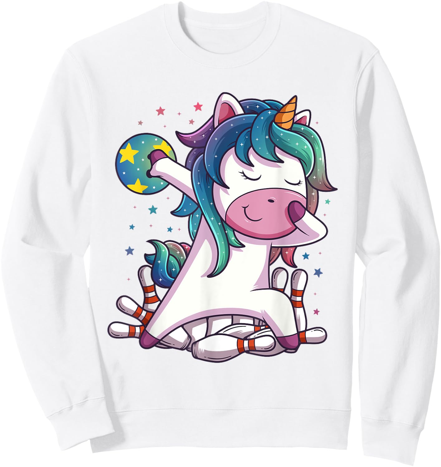 Polka Dot Unicorn Bowling Birthday Party Gift Sweatshirt - Sweatshirt | White