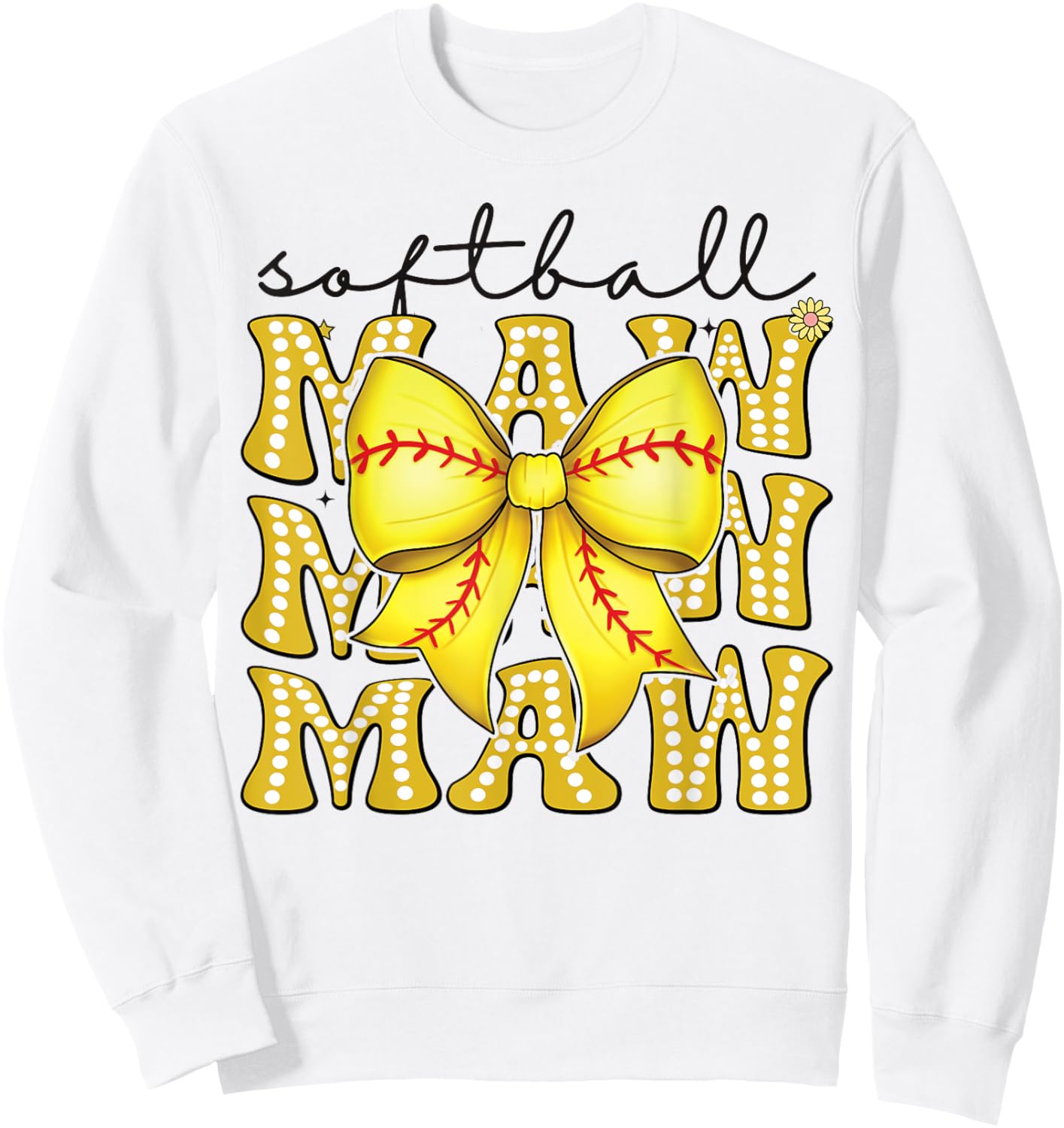 Softball Maw Retro Softball Coquette Bow Groovy Sweatshirt - Sweatshirt | White