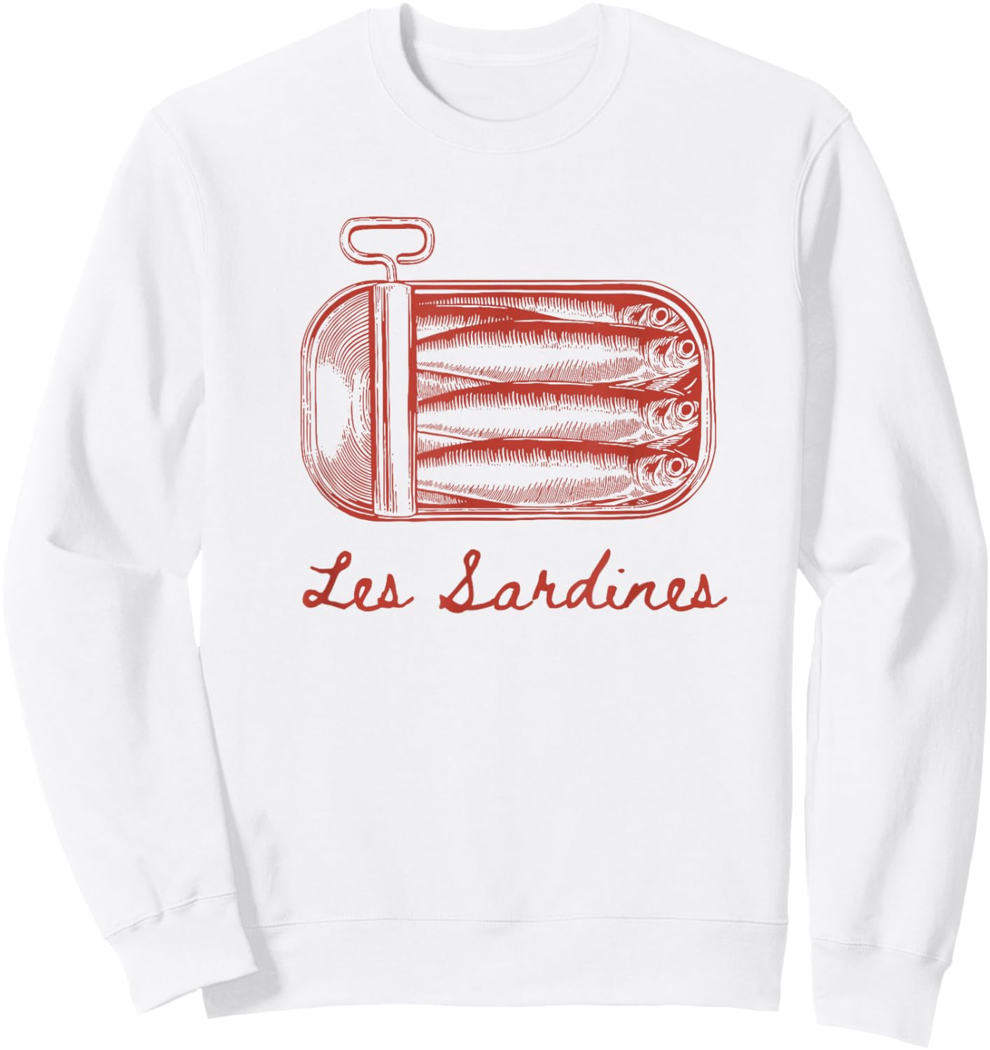 Les Sardines Fisherman Aesthetic Coastal Sardine Fish Sweatshirt - Sweatshirt | White