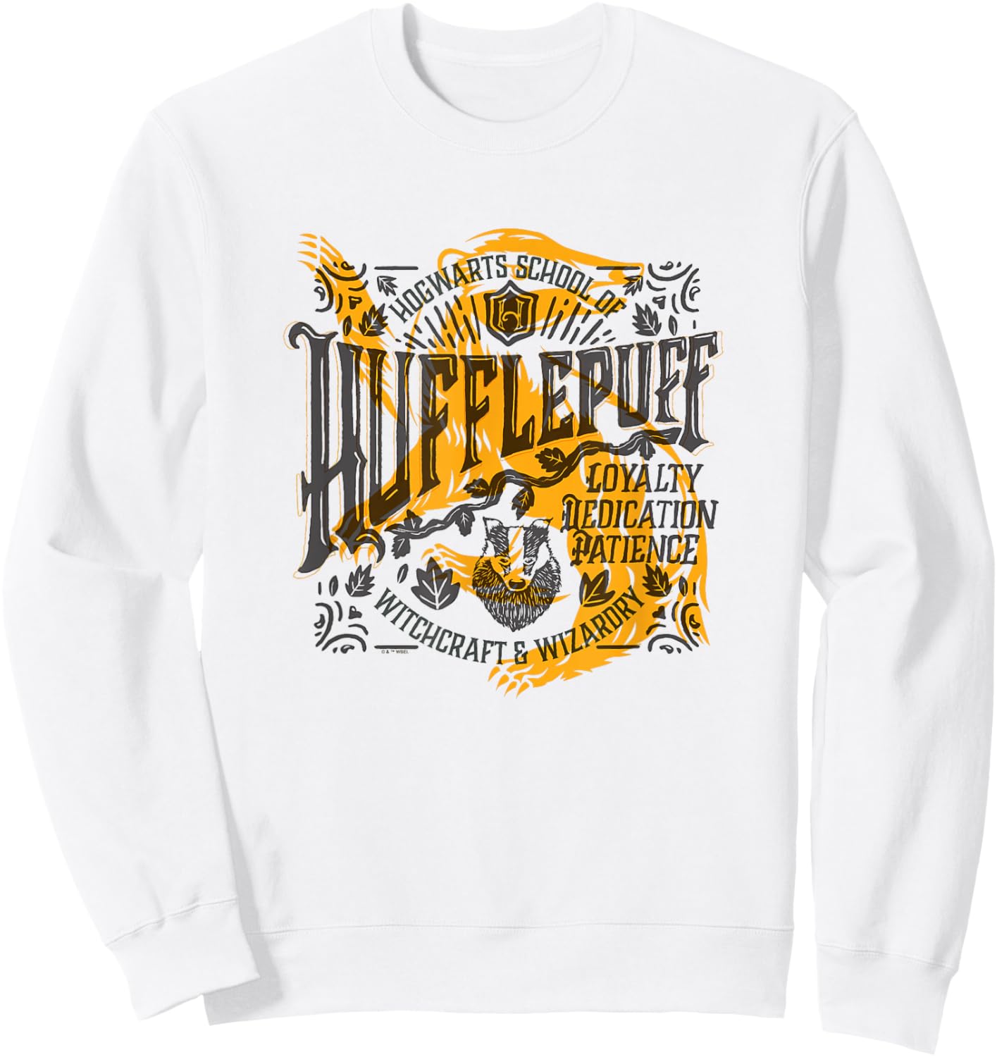 Harry Potter House of Hufflepuff Loyalty Dedication Patience Sweatshirt - Sweatshirt | White