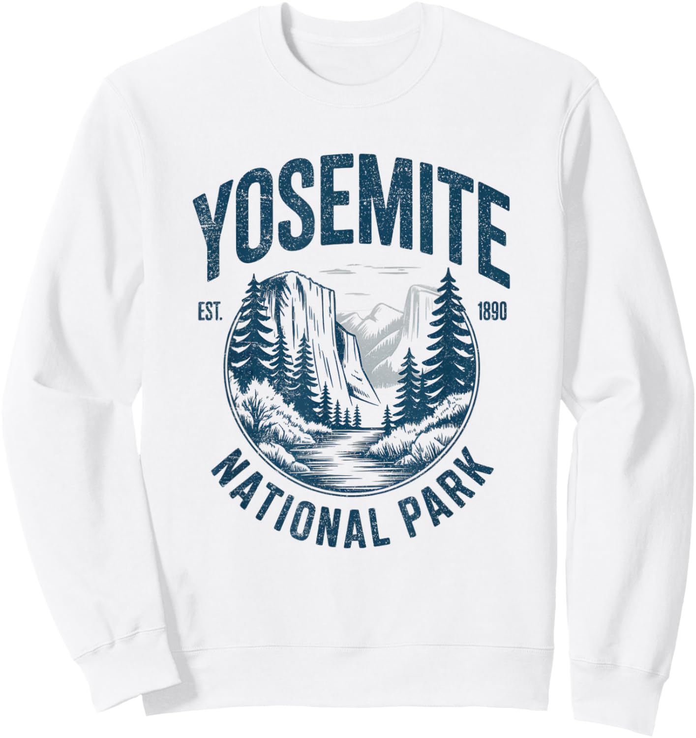 Vintage Yosemite National Park USA Mountans Hiking Camping Sweatshirt - Sweatshirt | White
