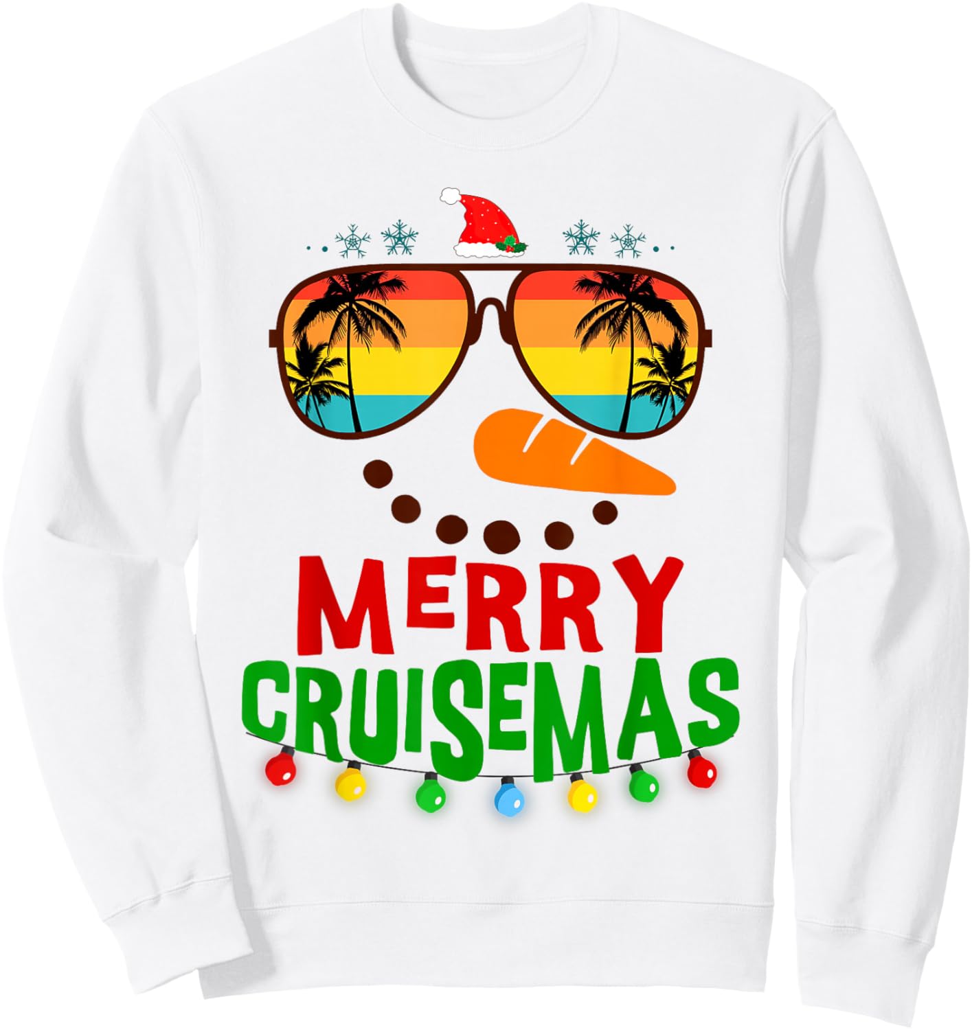 Merry Cruisemas 2025 Christmas Santa Snowman Cruise Sweatshirt - Sweatshirt | White