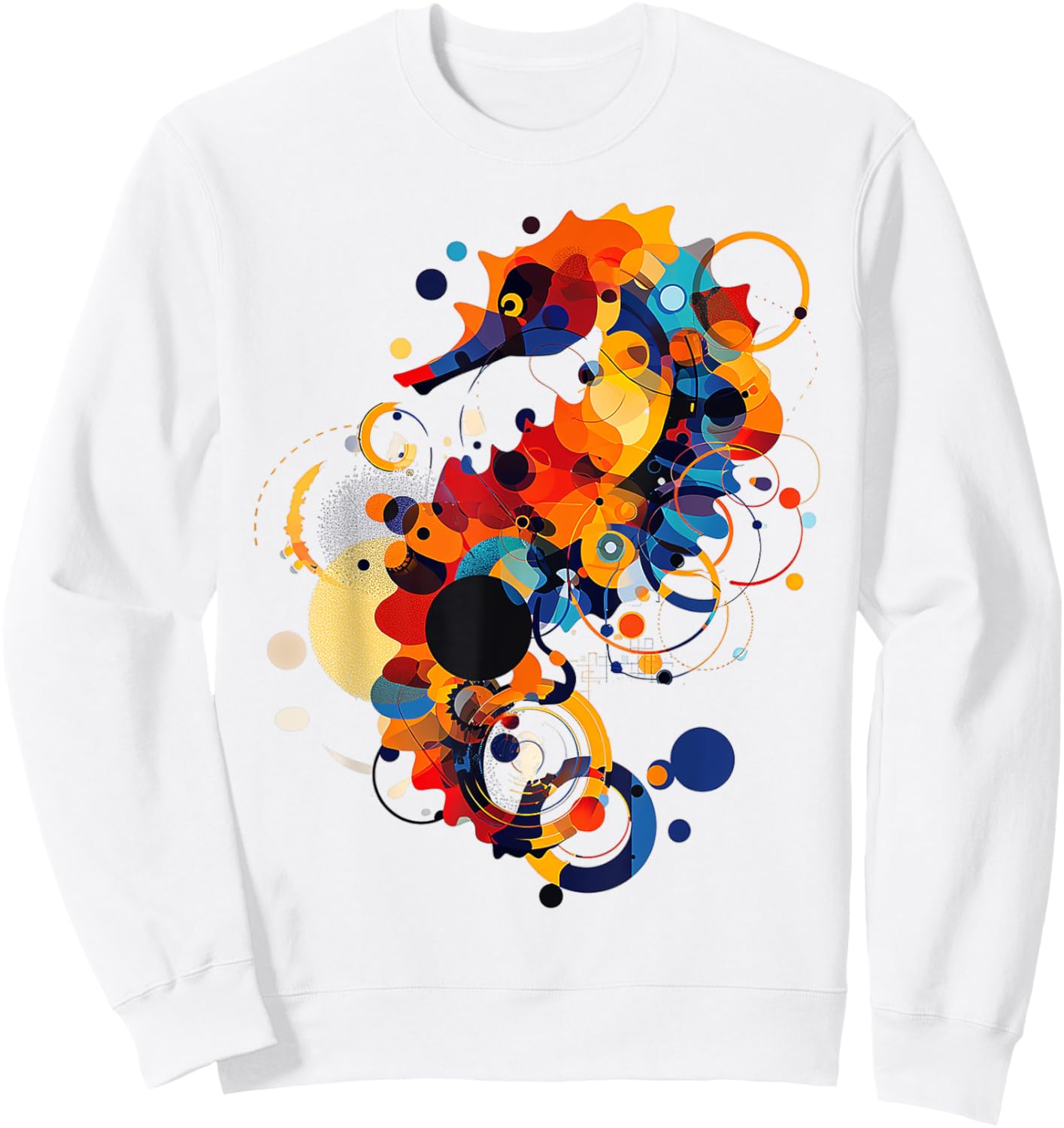 Seahorse Abstract Animal Geometric Art Seahorse Sweatshirt - Sweatshirt | White