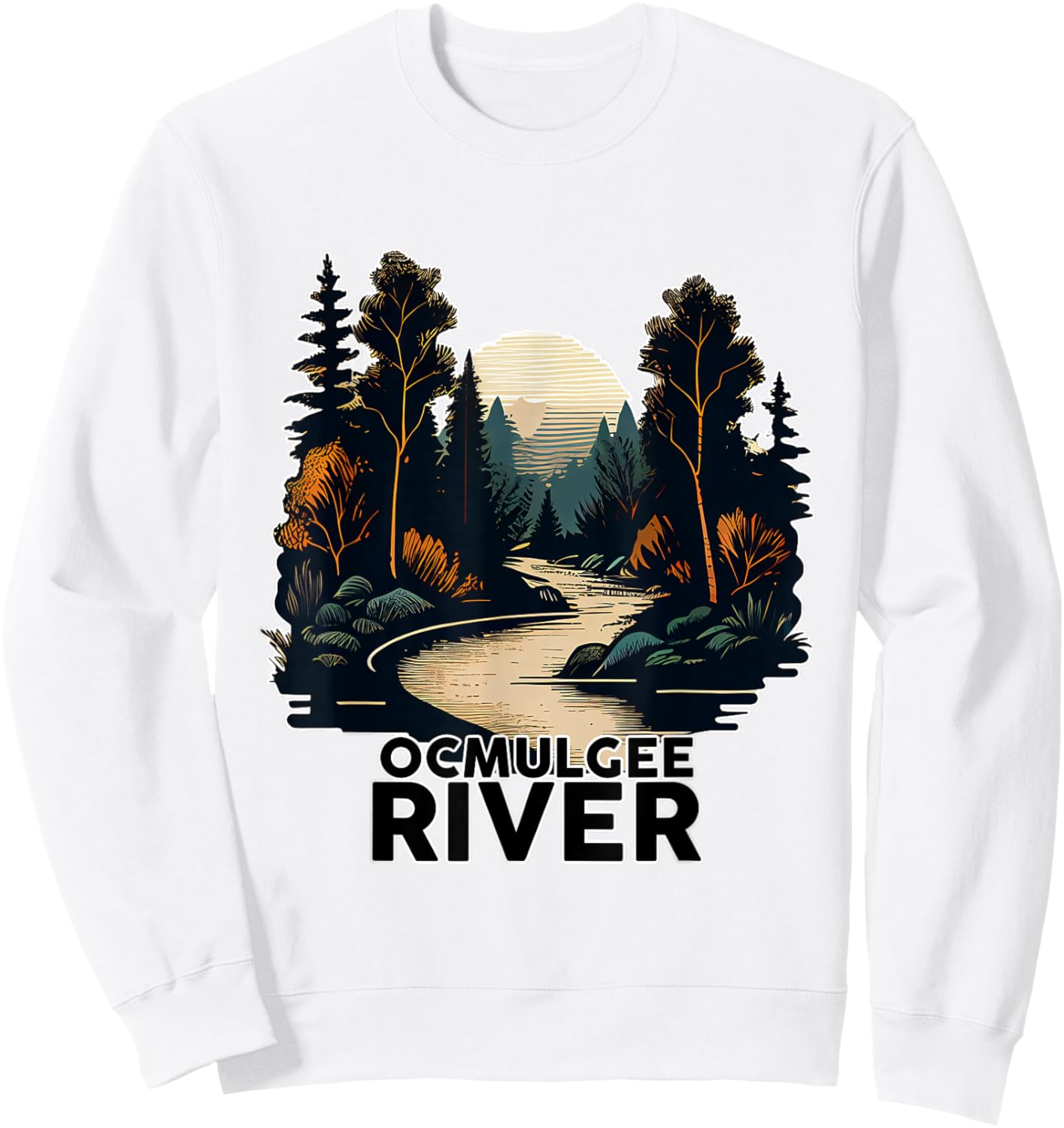 Ocmulgee River Retro Minimalist River Ocmulgee Sweatshirt - Sweatshirt | White