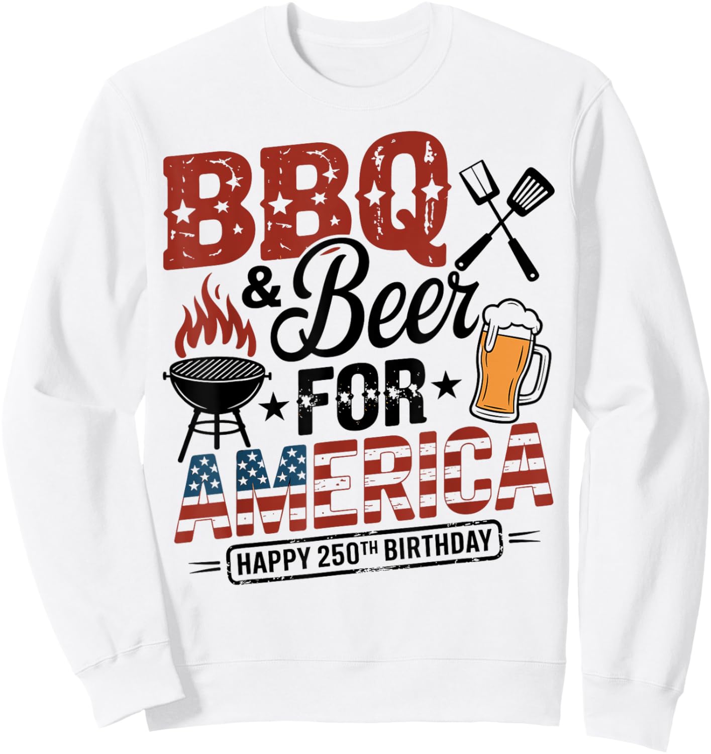Fourth Of July Barbecue Grilling America Sweatshirt - Sweatshirt | White