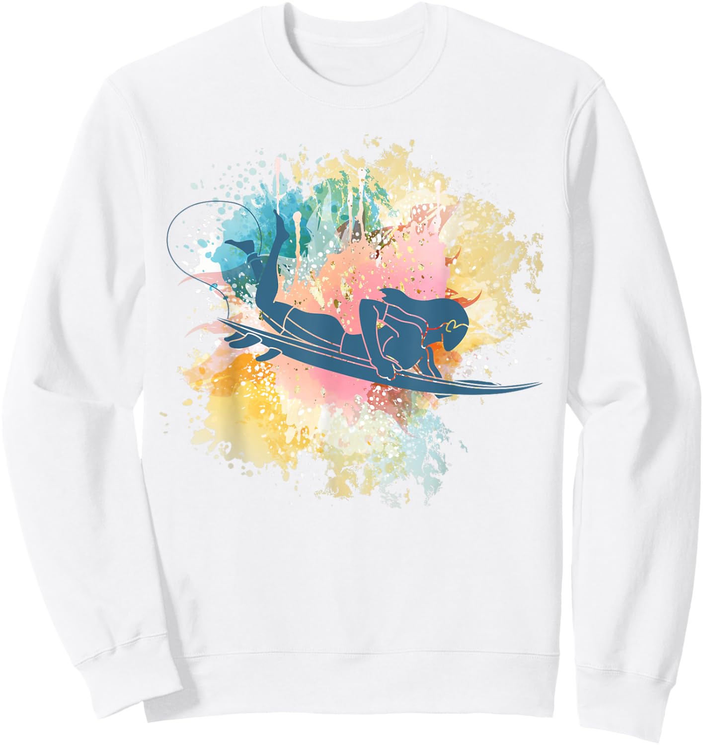 Surfing Girl Surfboard Water Sports Surf Surfer Women Sweatshirt - Sweatshirt | White
