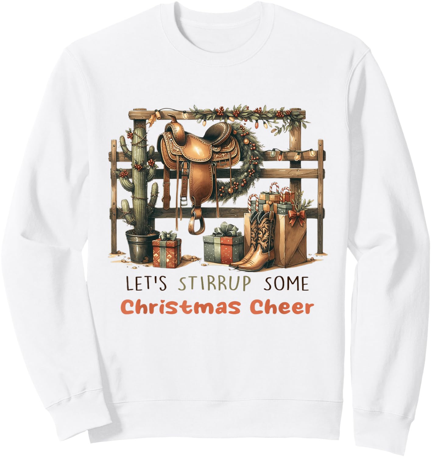 Funny Horse Lets Stirrup Some Christmas Cheer Sweatshirt - Sweatshirt | White