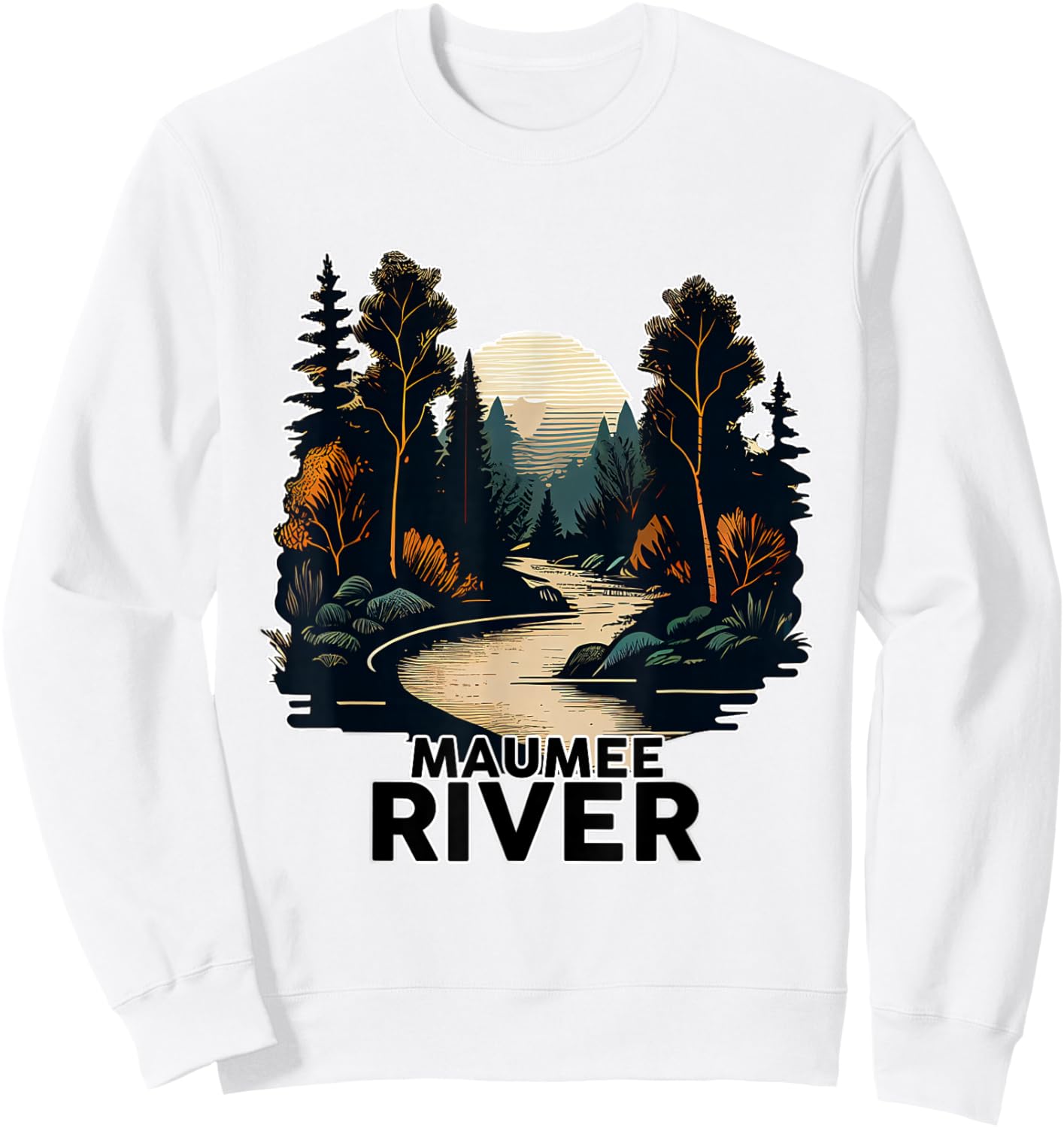 Maumee River Retro Minimalist River Maumee Sweatshirt - Sweatshirt | White