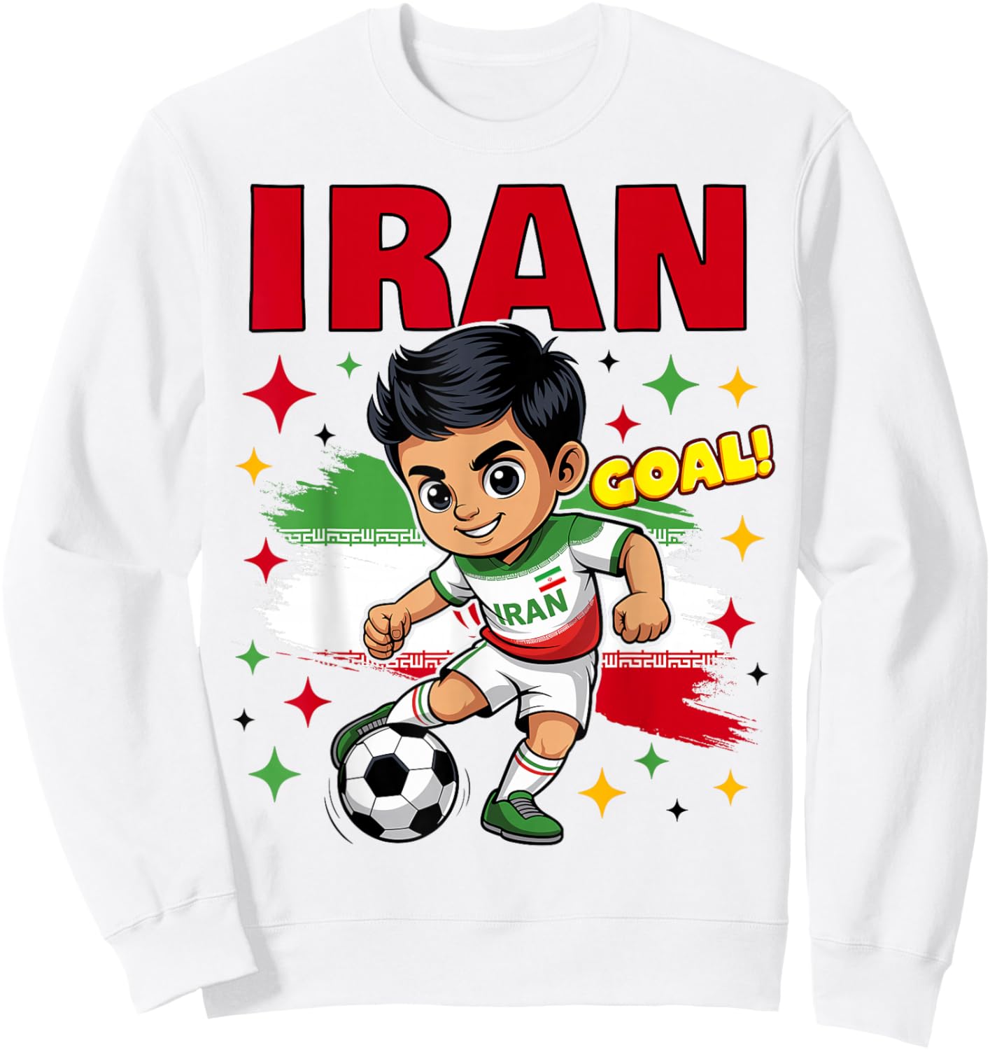Iran Kid Goal Cartoon Iran Flag for Kids Sweatshirt - Sweatshirt | White