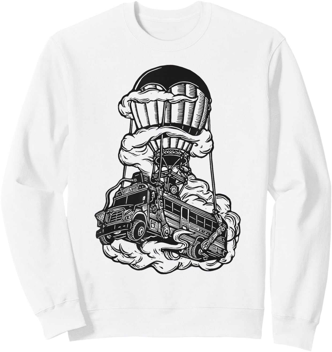 Fortnite Battle Bus Flying Line Art Sweatshirt - Sweatshirt | White