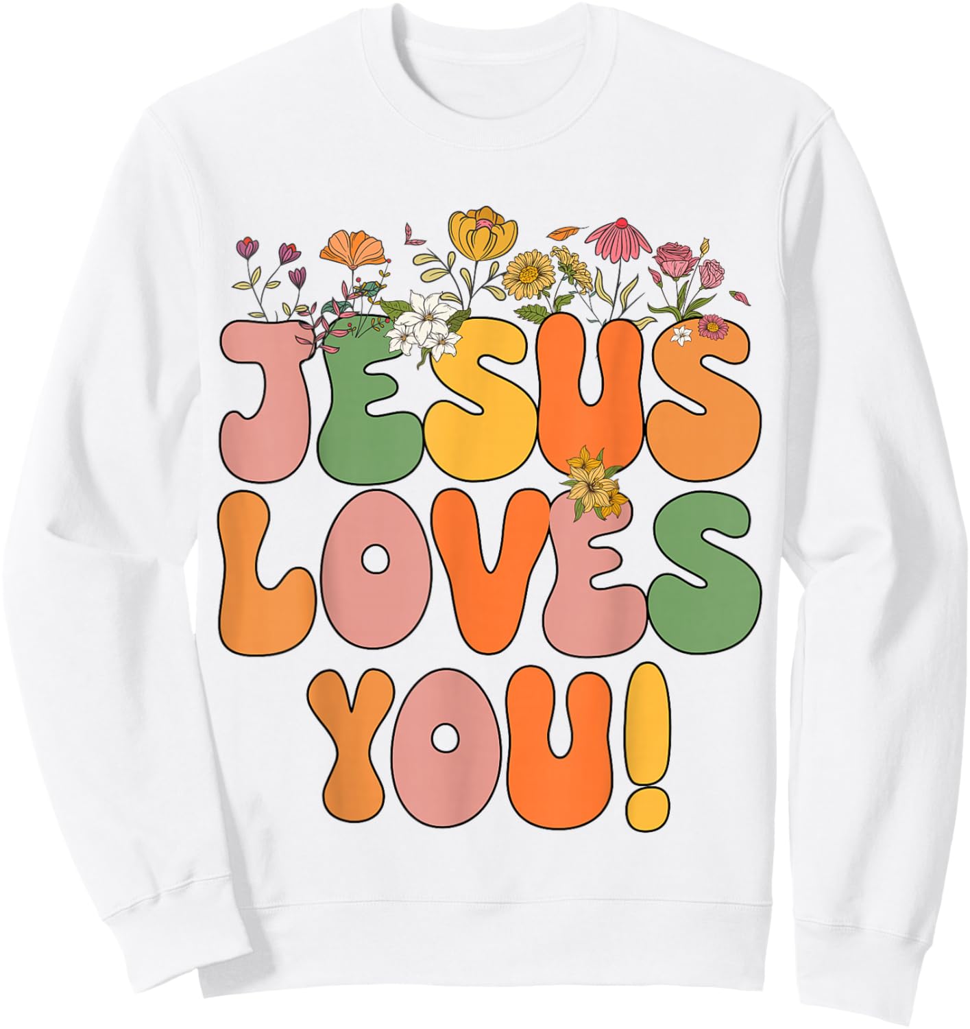 Toddler Jesus Loves You Christian Women Girls I Heart God Sweatshirt - Sweatshirt | White