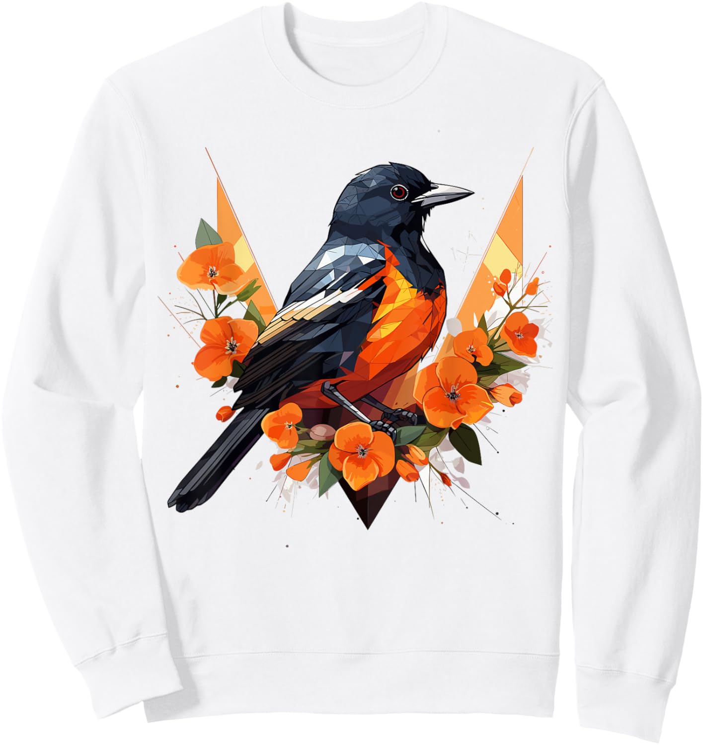 Oriole Geometric Patten Art,Cute Oriole Lover Sweatshirt - Sweatshirt | White