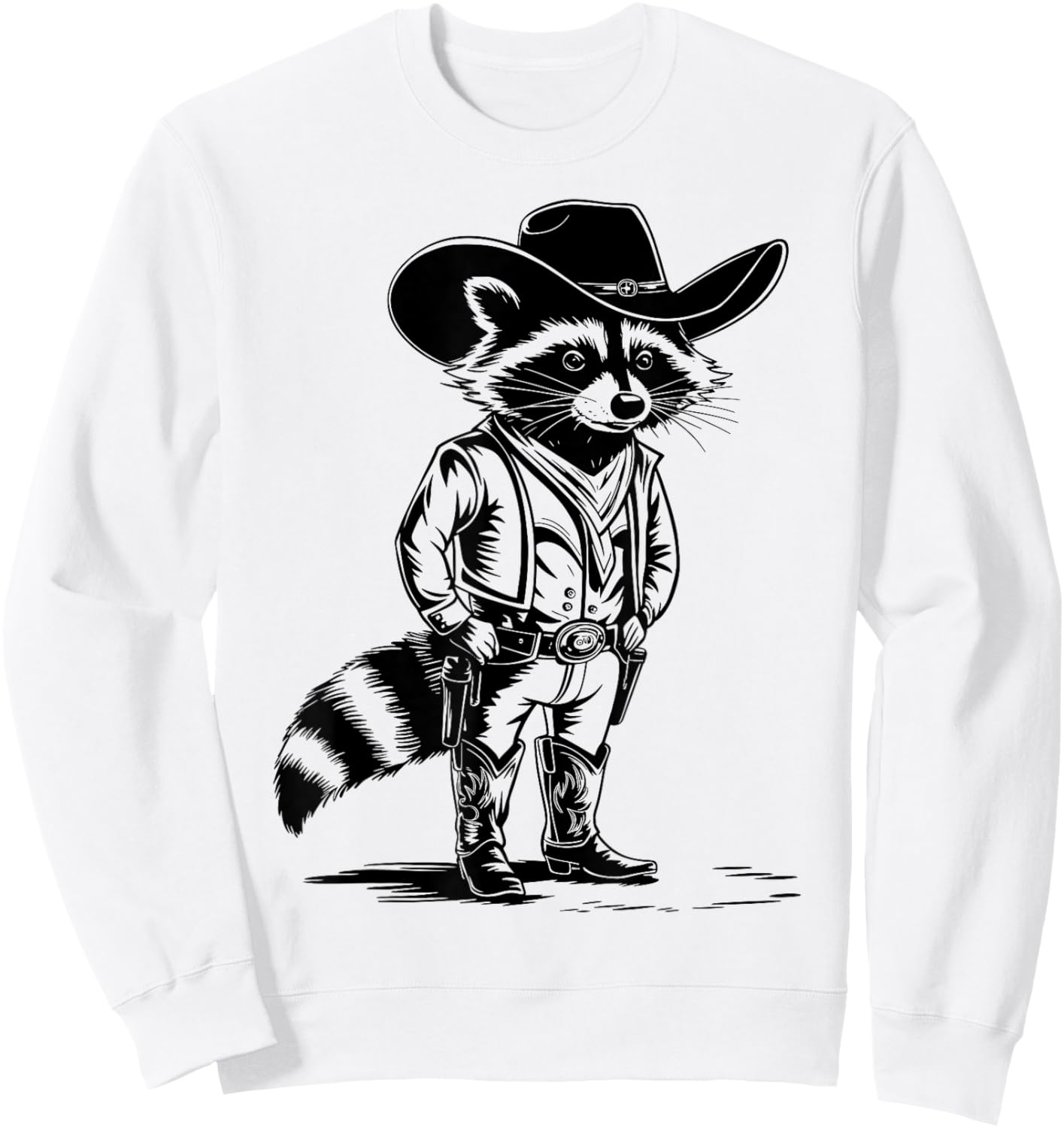 Vintage Raccoon Cowboy Country Graphic Western Men Women , grey, S Sweatshirt - Sweatshirt | White