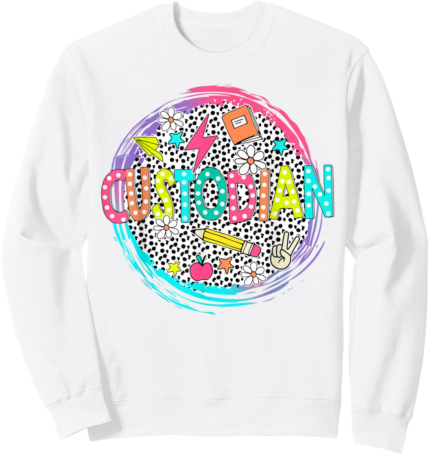 Cute Custodian Shirt First Day of school Back to school gift Sweatshirt - Sweatshirt | White