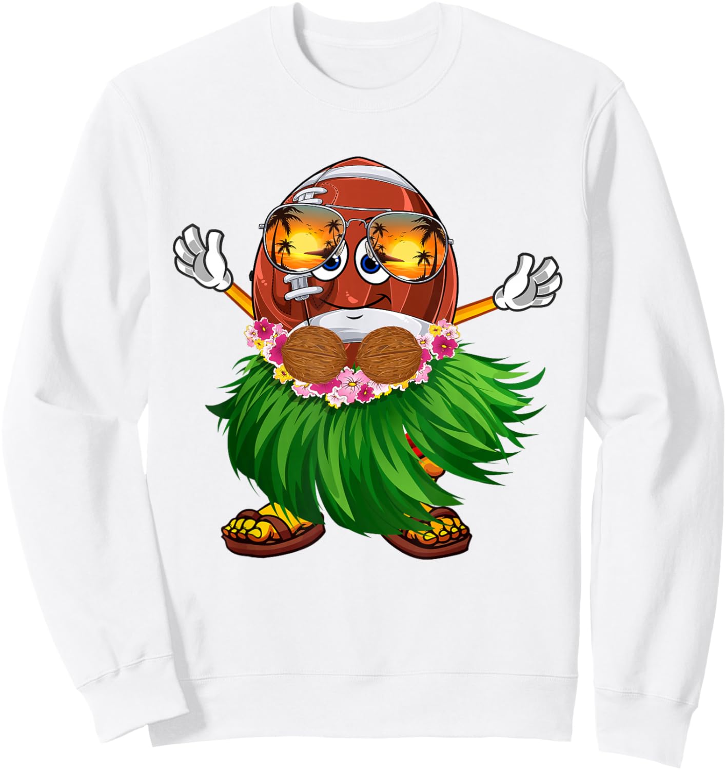 Funny Hawaii Football Ball Hawaiian Tropical Summer Vacation Sweatshirt - Sweatshirt | White