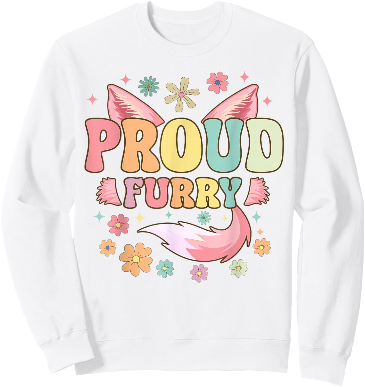 Proud Furry Groovy Furry Fandom Fursuit Fox Sweatshirt - Sweatshirt | White
