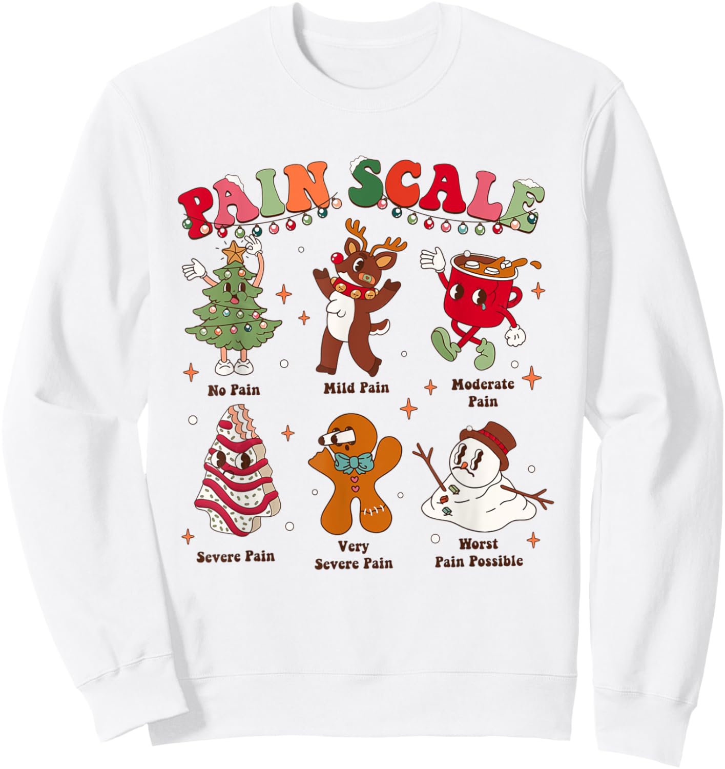 Pain Scale Retro Christmas Nurse Triage and Pain Assessment Sweatshirt - Sweatshirt | White