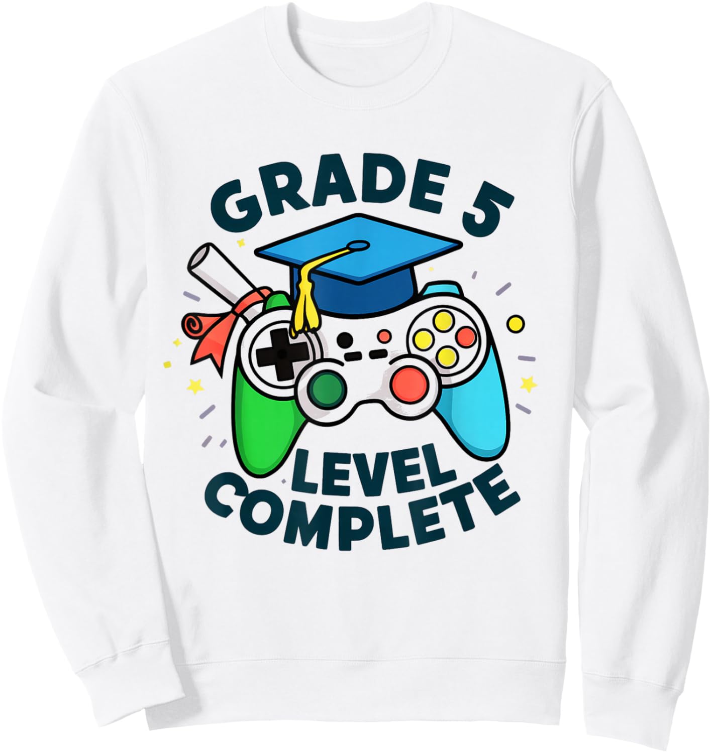 5th Grade Level Complete Gaming Graduation Gamer Squad Sweatshirt - Sweatshirt | White
