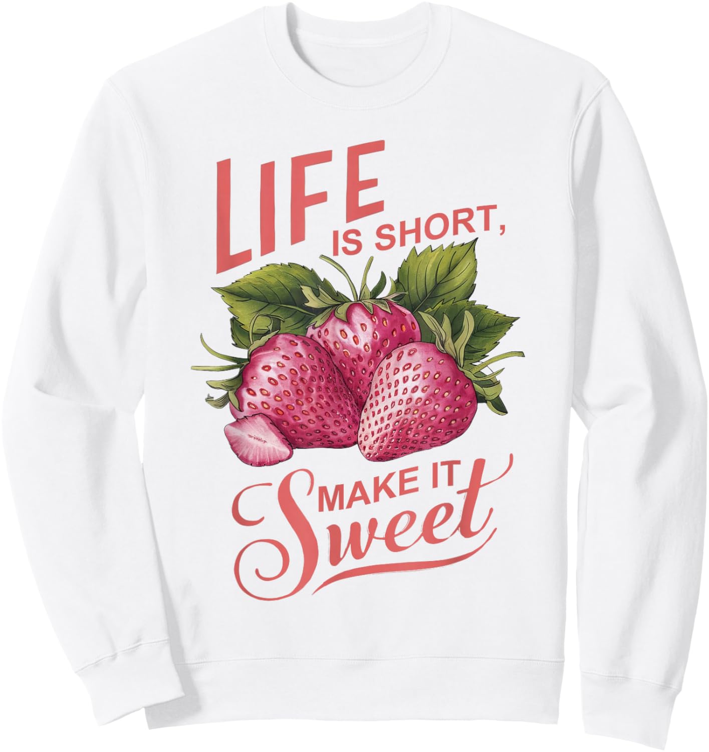 Summer Flower Botanical Strawberry Wildflower Sweatshirt - Sweatshirt | White