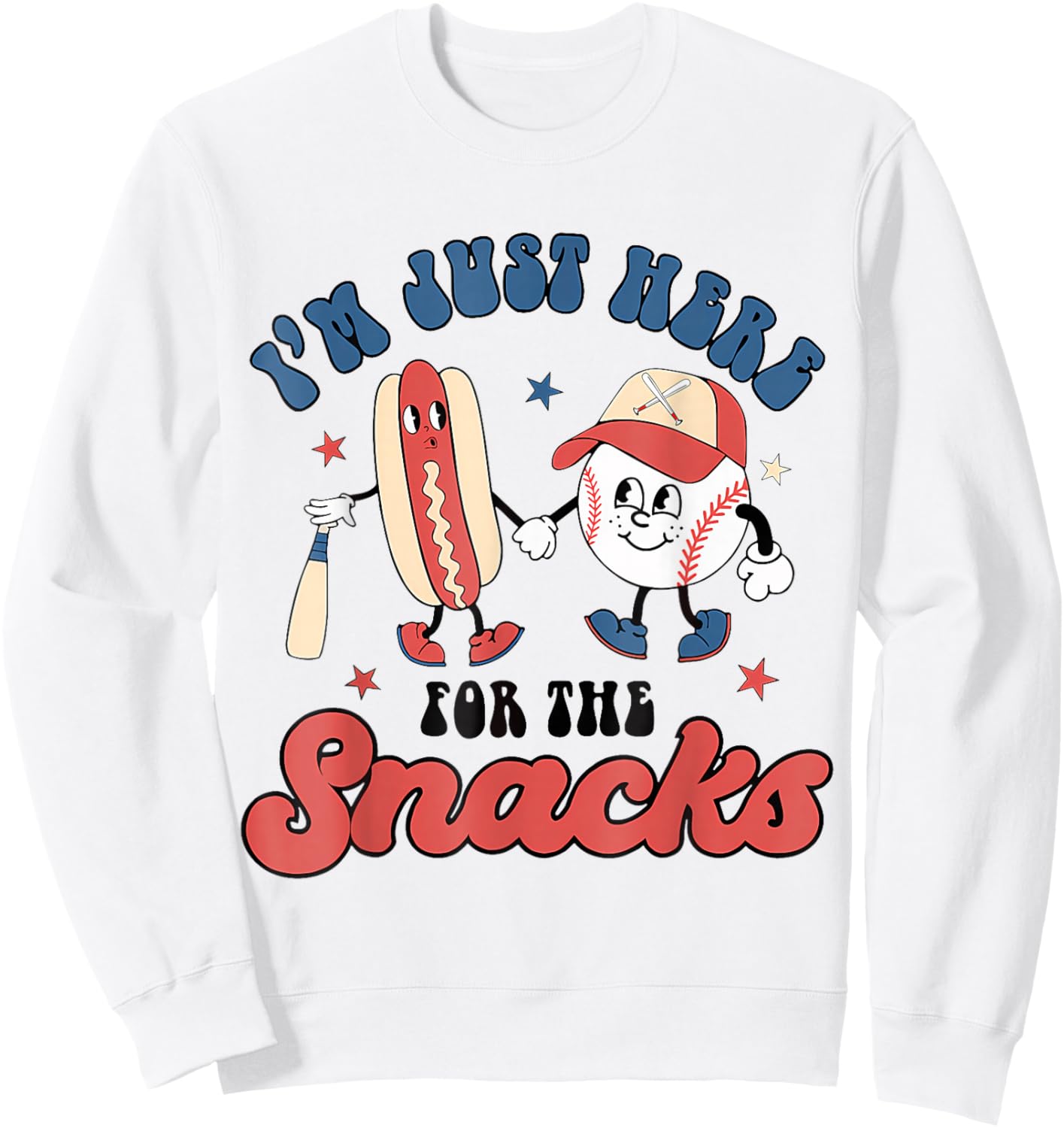 I'm Just Here For The Snacks Baseball 4Th Of July Hot Dog Sweatshirt - Sweatshirt | White