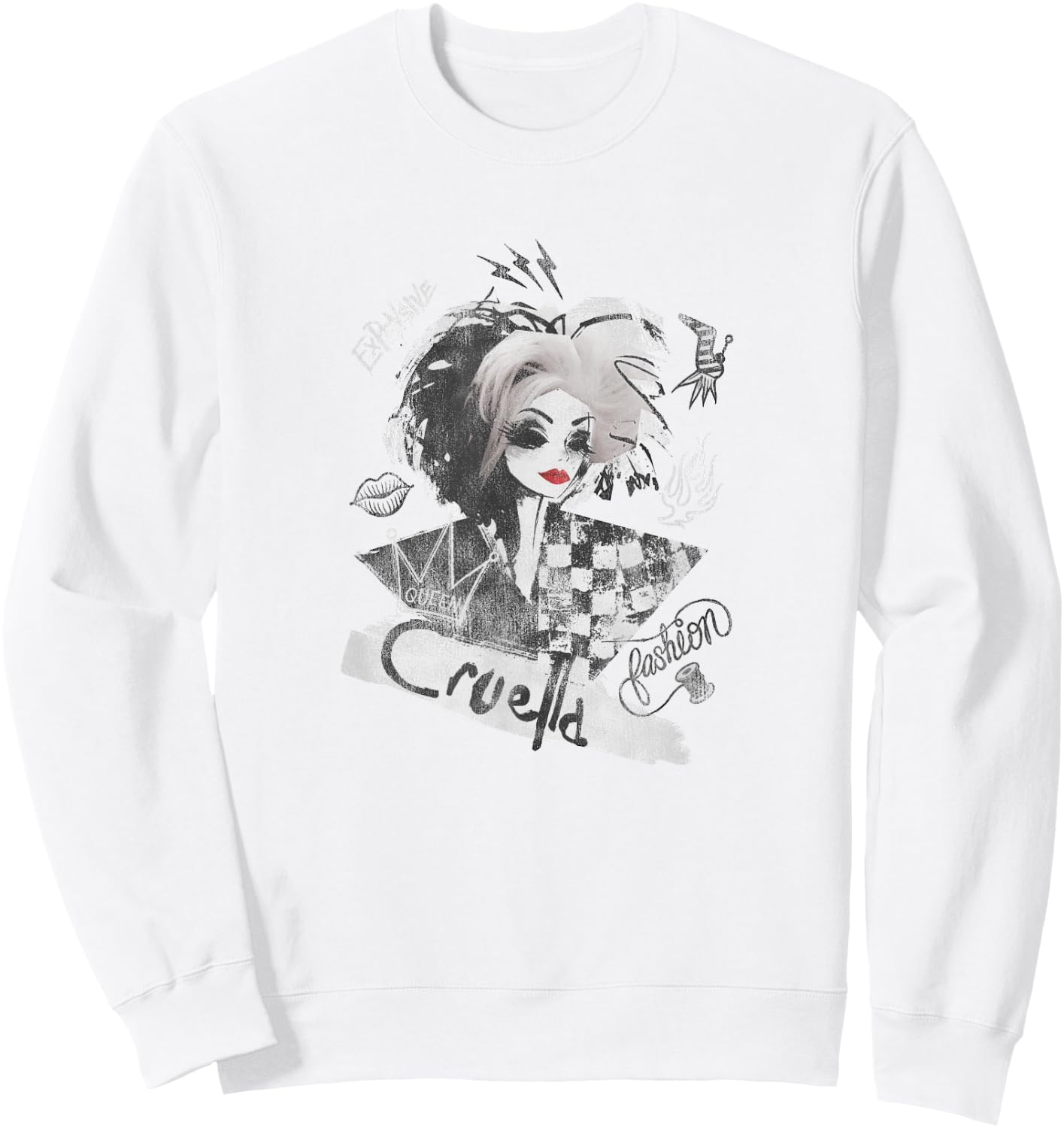 Disney Cruella Artsy Collage Small Sweatshirt - Sweatshirt | White