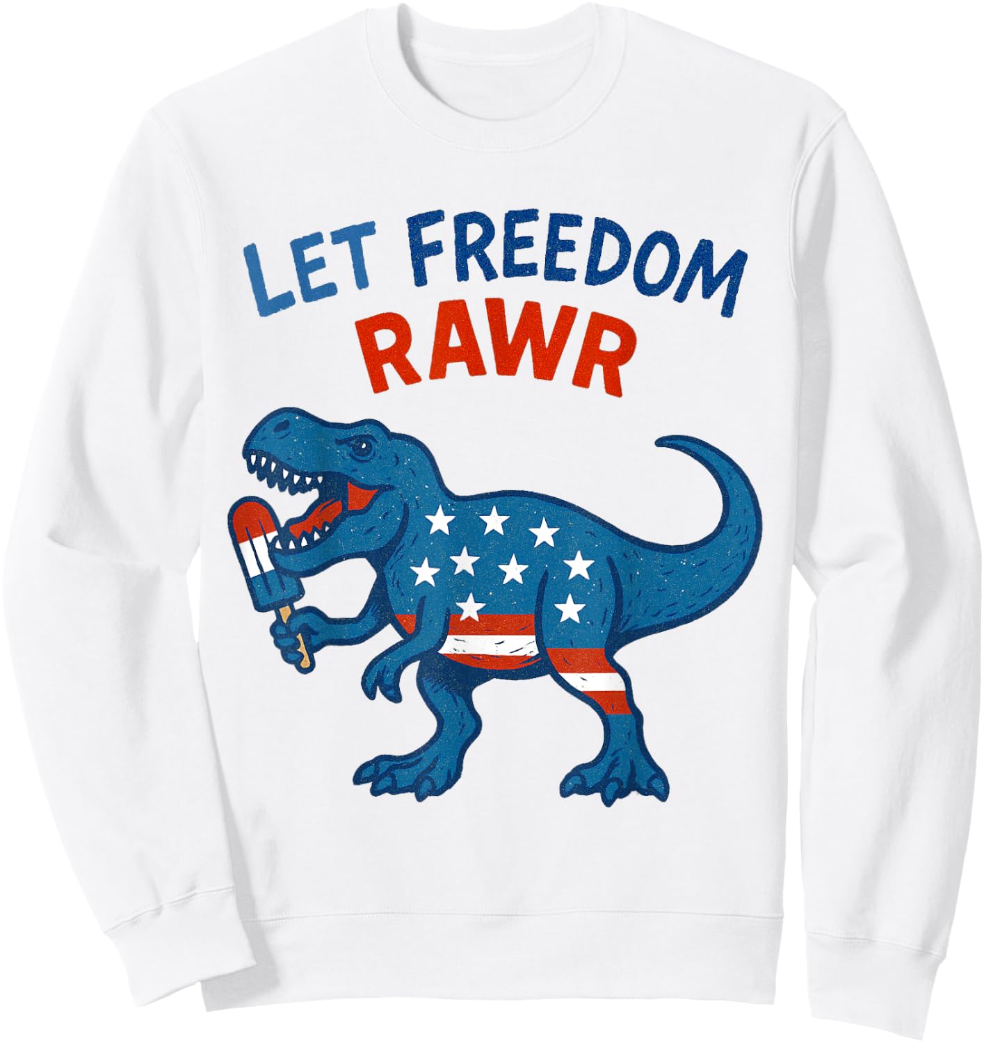 Dinosaur USA Roar TREX American Flag Sweatshirt - Sweatshirt | White