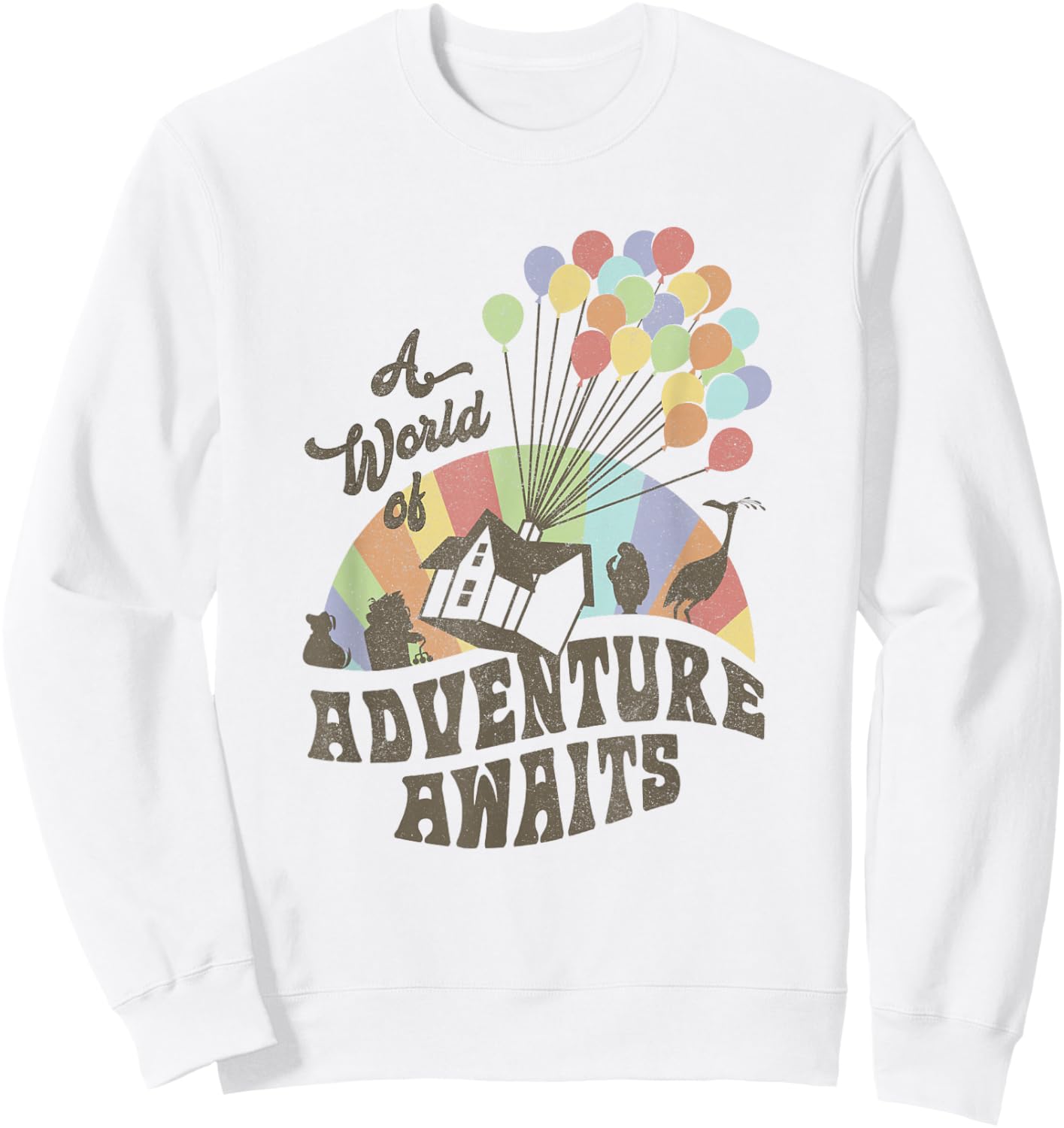 Disney Pixar Up A World Of Adventure Awaits Distressed Logo Sweatshirt - Sweatshirt | White