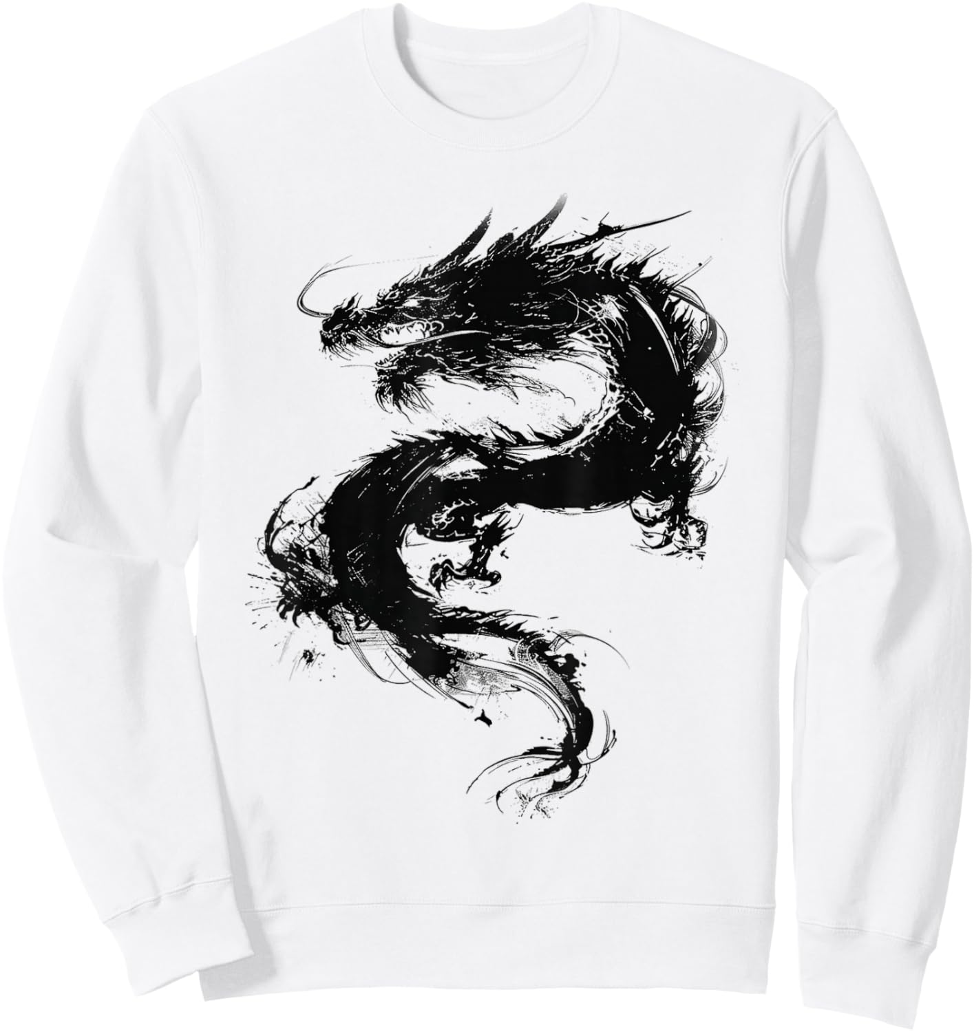 Dragon Abstrait Motif Dessin Art Animal Dragon Sweatshirt - Sweatshirt | White