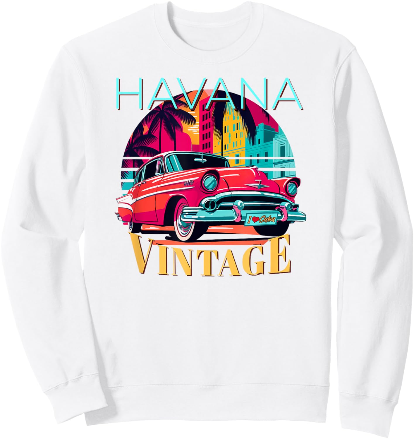 Havana Miami Spanish Cuban Flag Habana Vieja Retro Cuba Sweatshirt - Sweatshirt | White