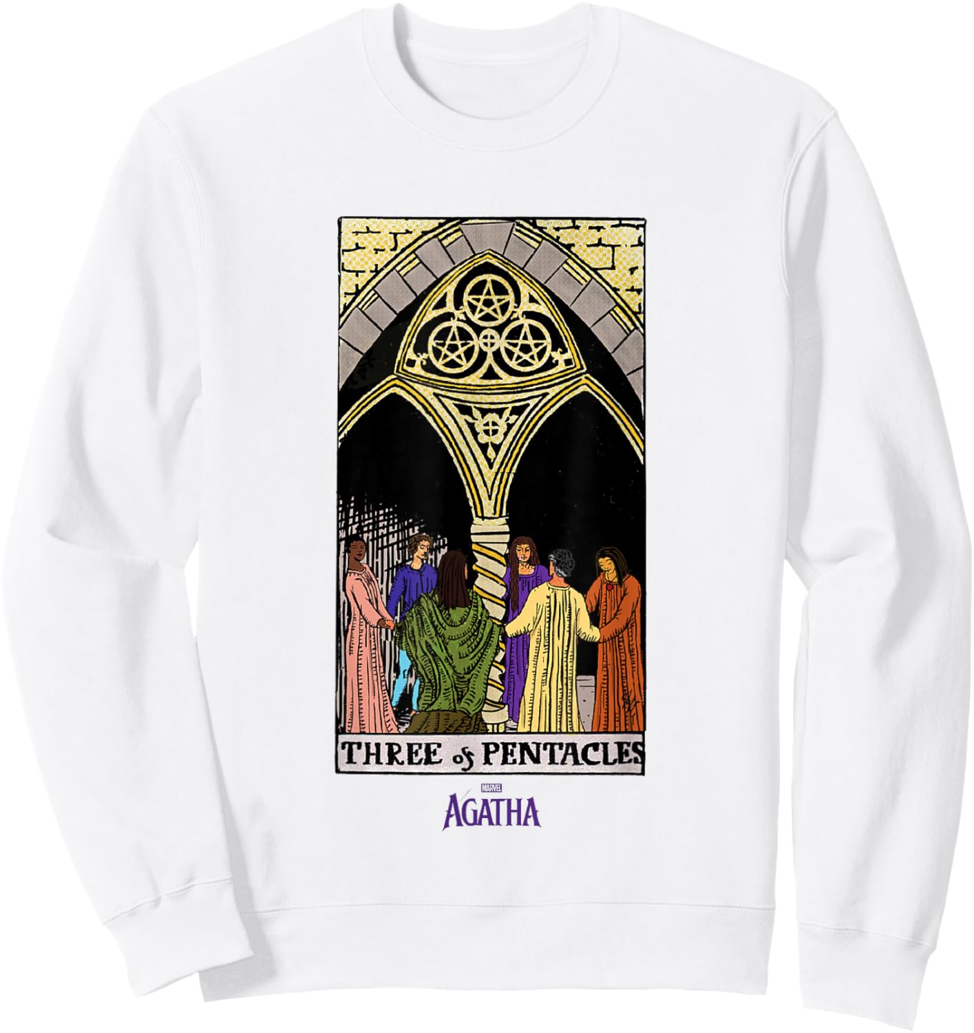 Marvel Agatha All Along Three of Pentacles Vintage Tarot Sweatshirt - Sweatshirt | White
