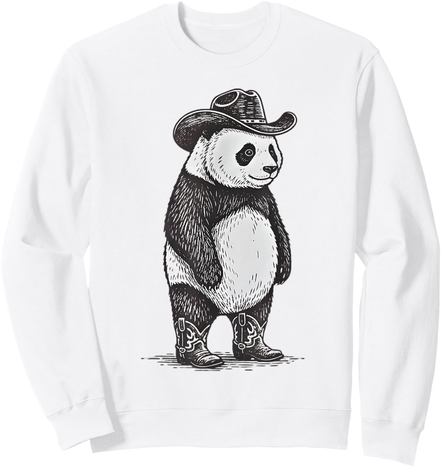 Vintage Panda Cowboy Cowgirl Funny Panda Western Country Sweatshirt - Sweatshirt | White
