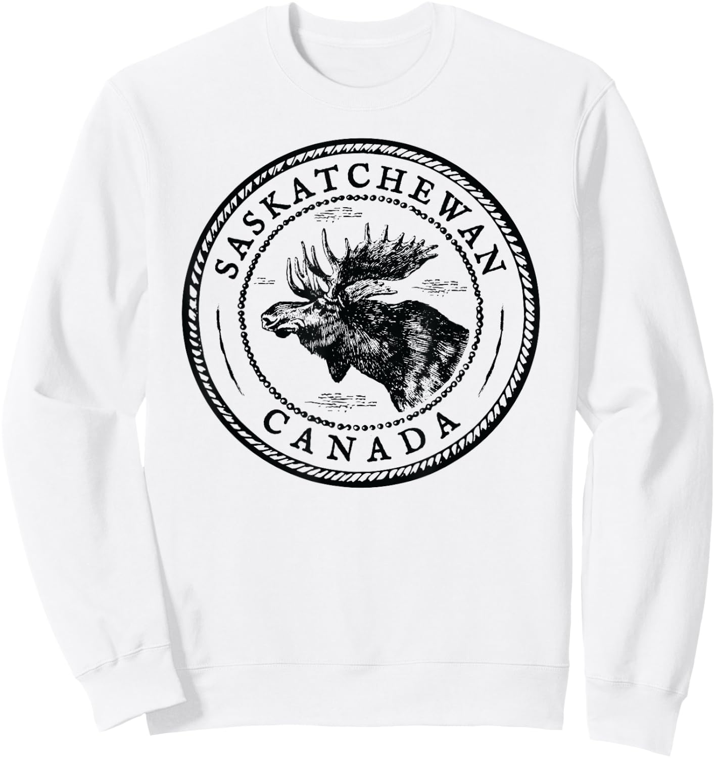 Moose Antlers Art Lovers Gift, Saskatchewan Canada Moose Sweatshirt - Sweatshirt | White