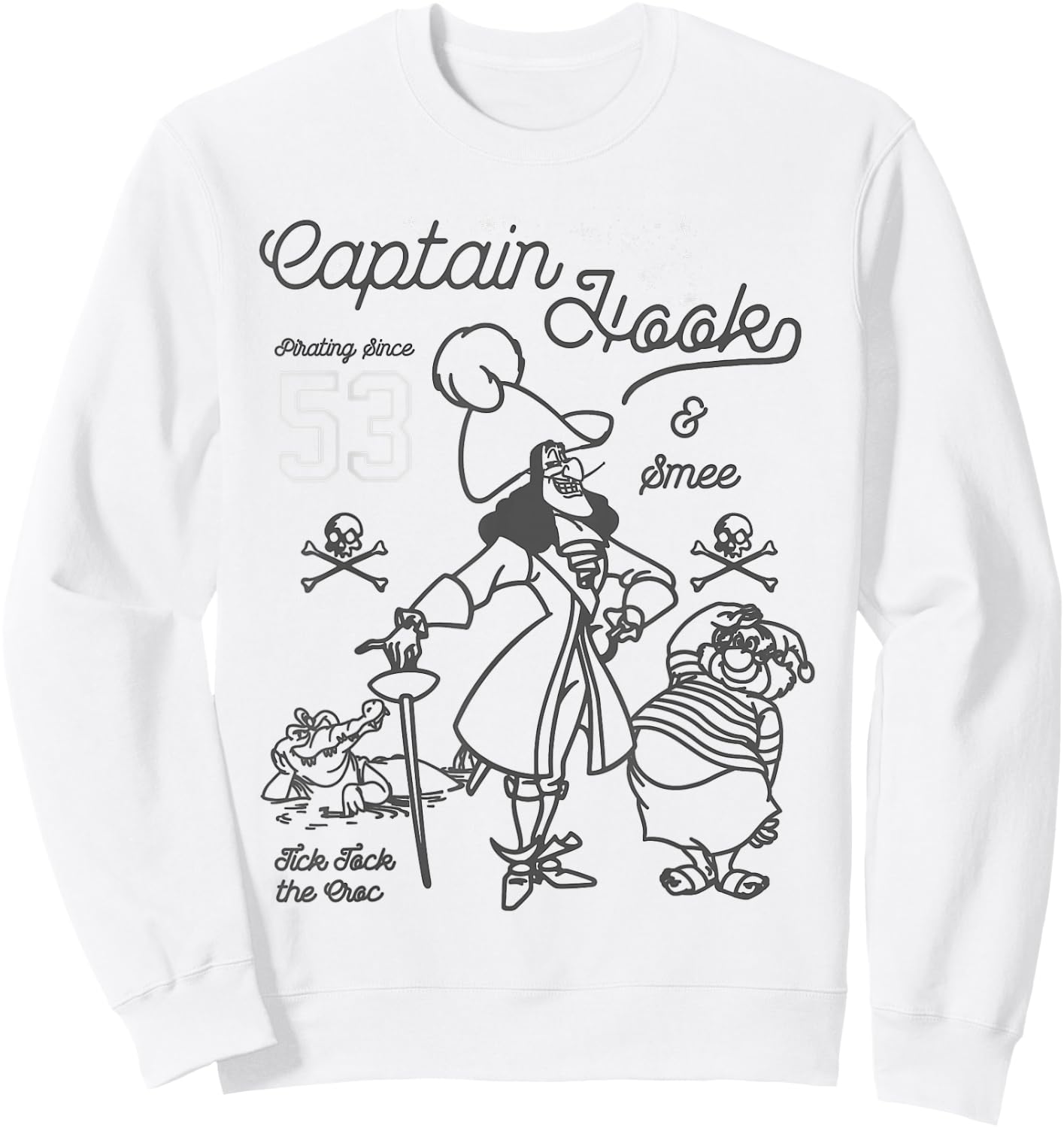 Disney Peter Pan Captain Hook and Mr. SMEE Outline Sketch Sweatshirt - Sweatshirt | White
