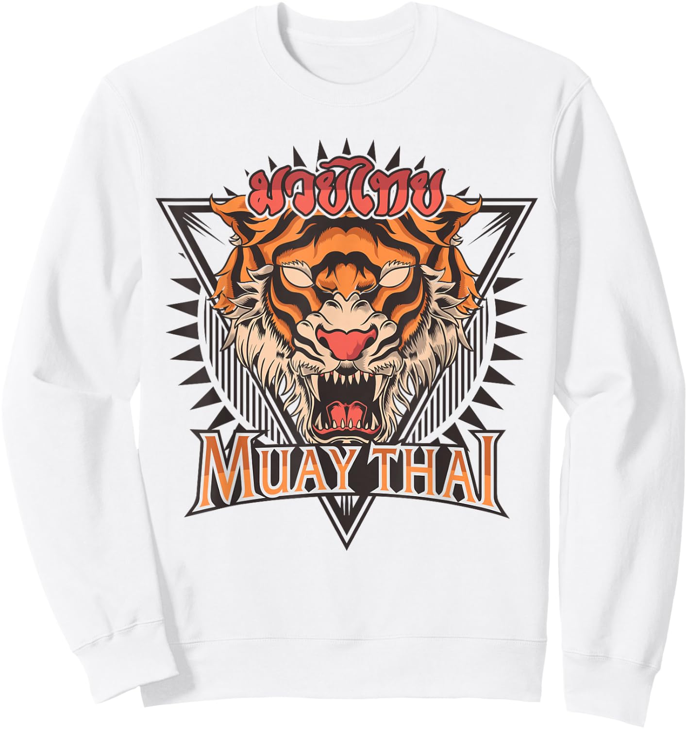 Tigar Muay Thai MMA Vintage Kickboxing Training Sweatshirt - Sweatshirt | White