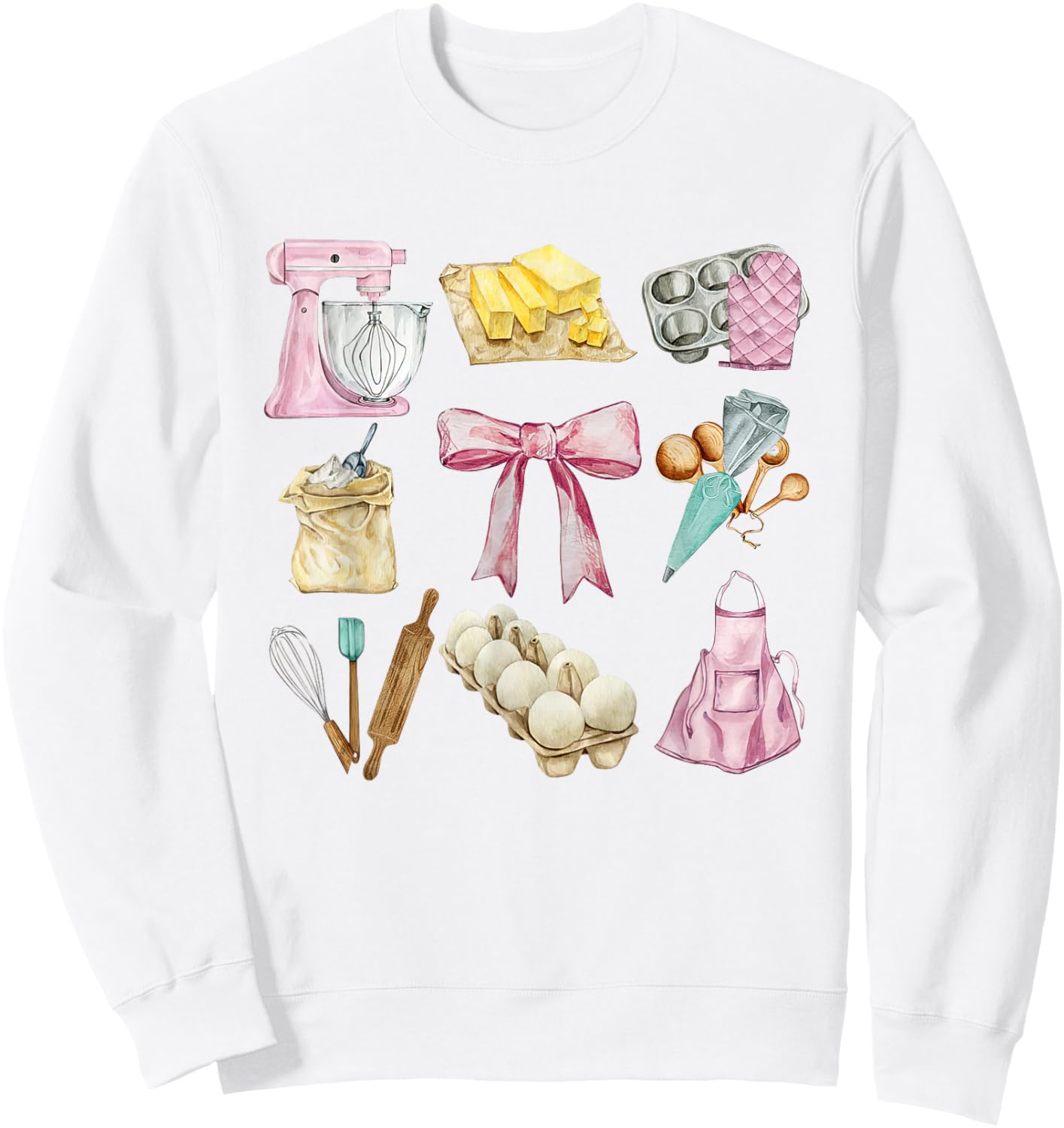 Retro Coquette Baker Aesthetic Bake Lover Baking Women Girls Sweatshirt - Sweatshirt | White