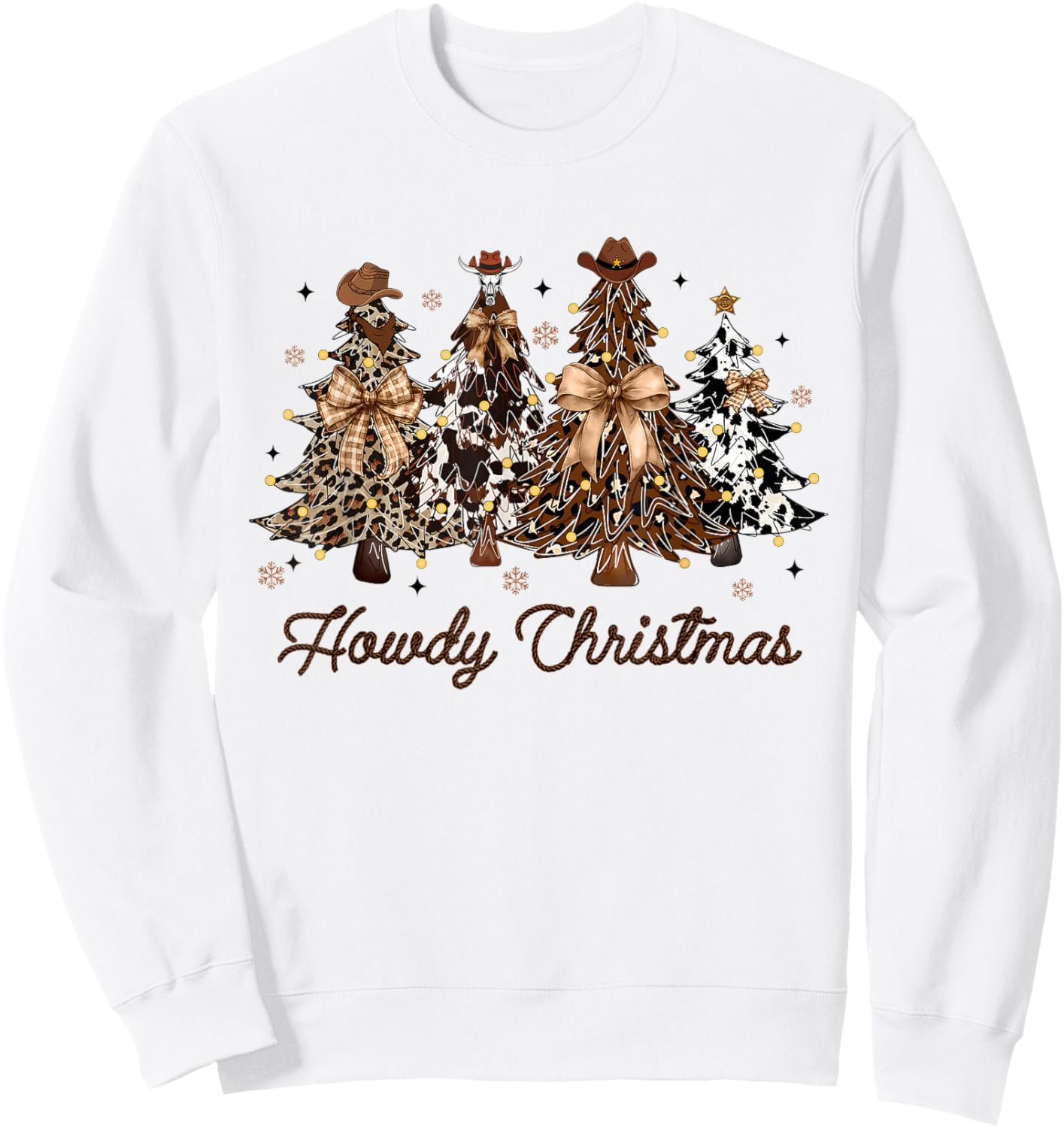 Howdy Christmas Tree Coquette Bow Western Xmas Pjs Cowgirl Sweatshirt - Sweatshirt | White