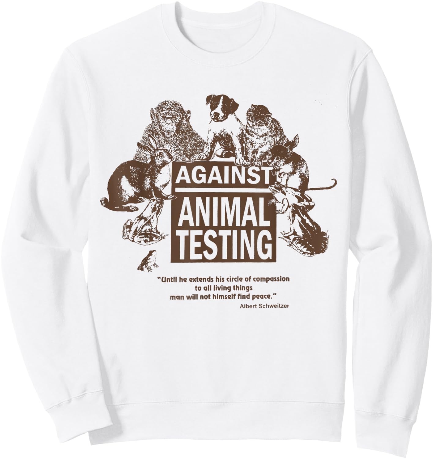 Stop Animal Testing Animal Rights - -Adults - Grey, Green - Small - Classic Fit - Short Sleeve Sweatshirt - Sweatshirt | White