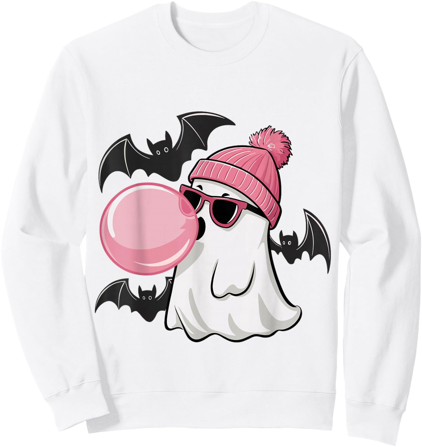Cute Ghost Bubble Gum Lovers Spooky Halloween Costume Sweatshirt - Sweatshirt | White