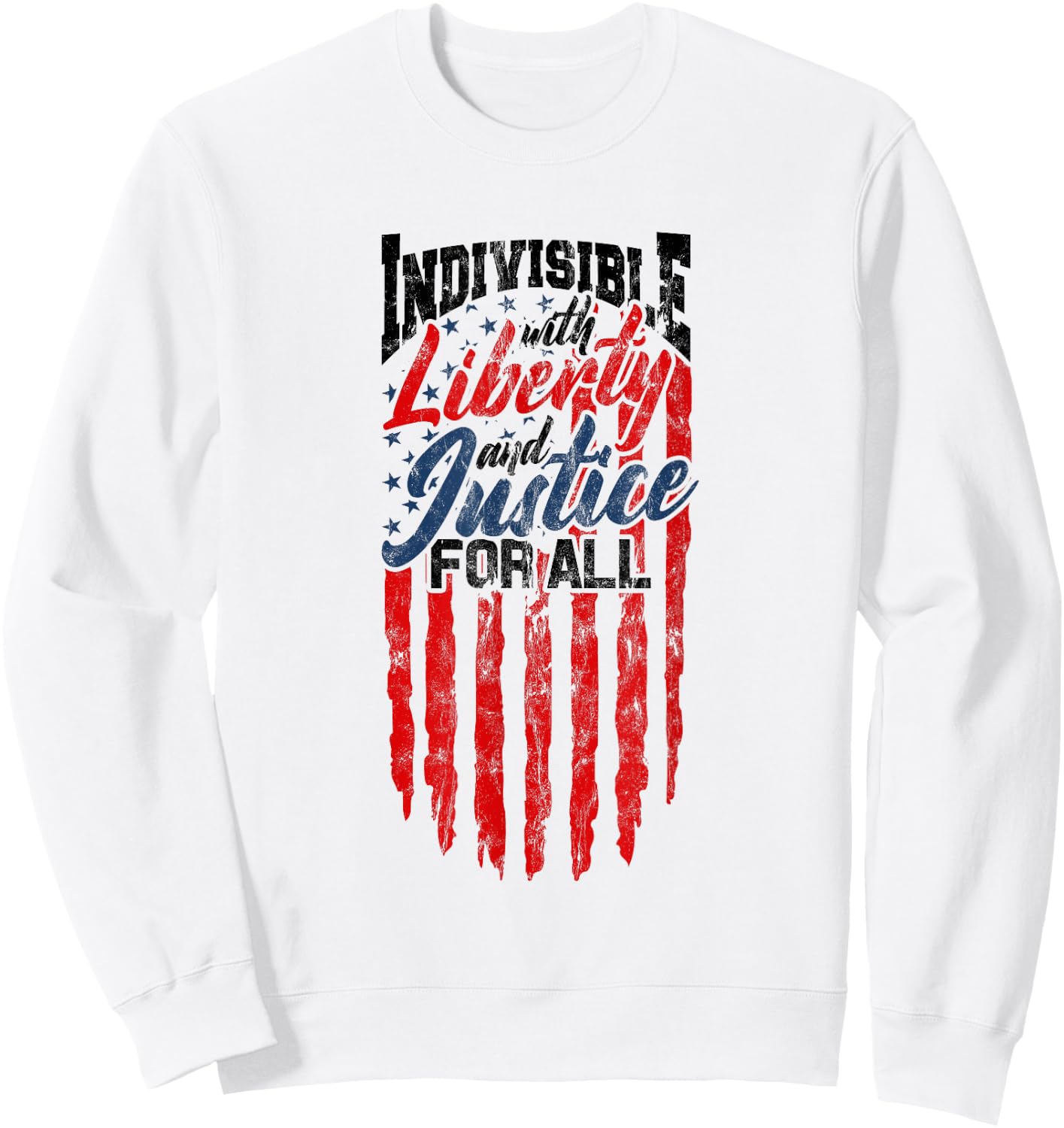 Indivisible with Liberty and Justice for All - US Flag Sweatshirt - Sweatshirt | White