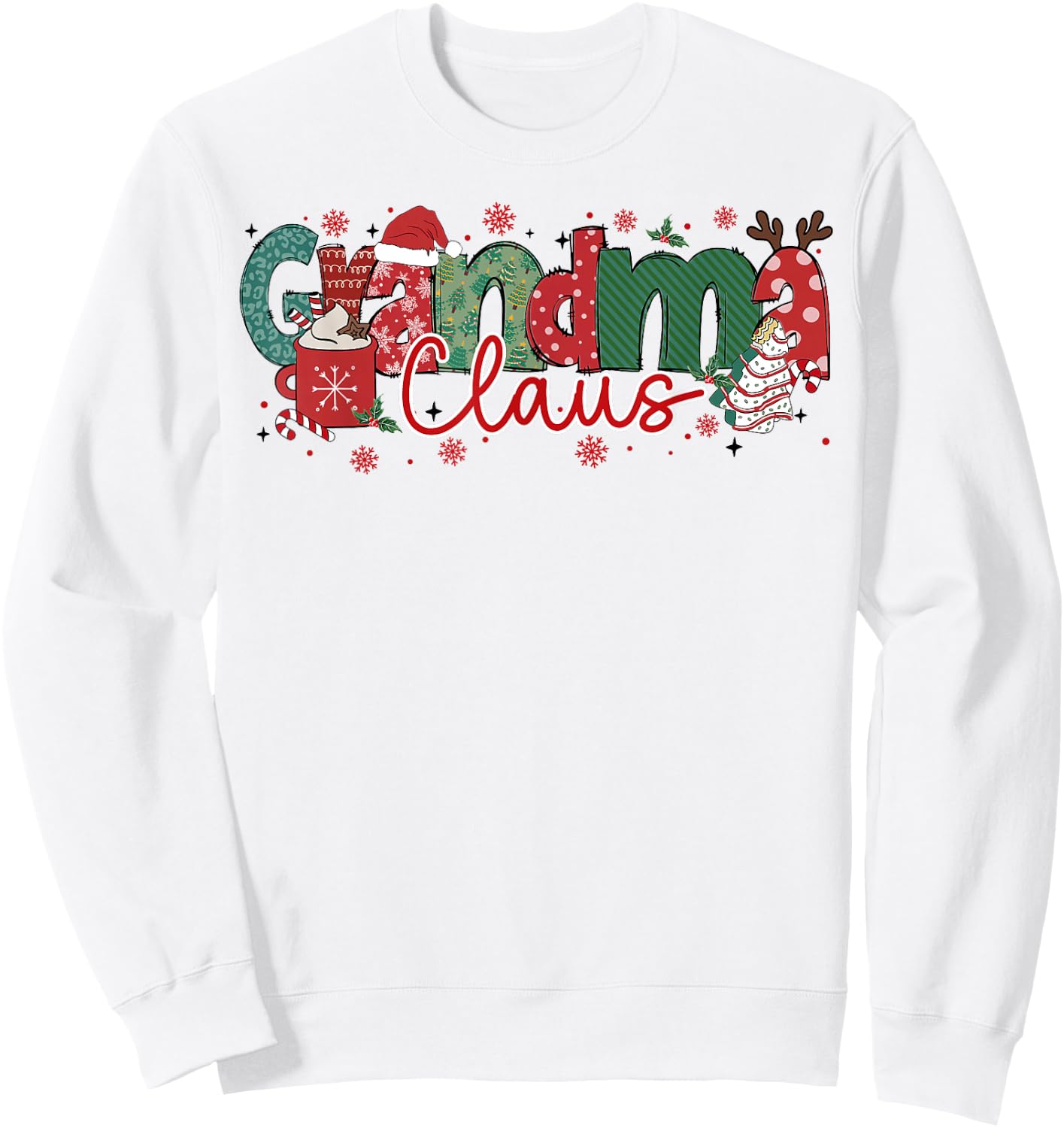 Grandma Claus Christmas Pajama Santa Claus Family Matching Sweatshirt - Sweatshirt | White